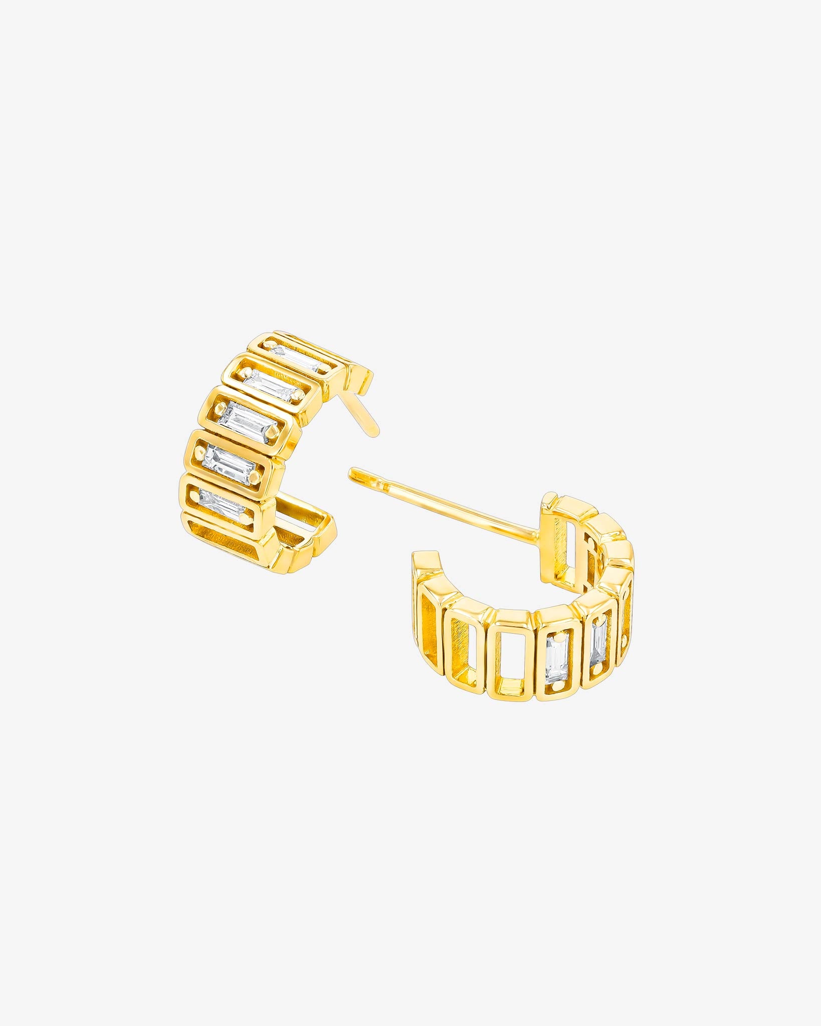Suzanne Kalan Inlay Horizontal Diamond Mini Hoops in 18k yellow gold