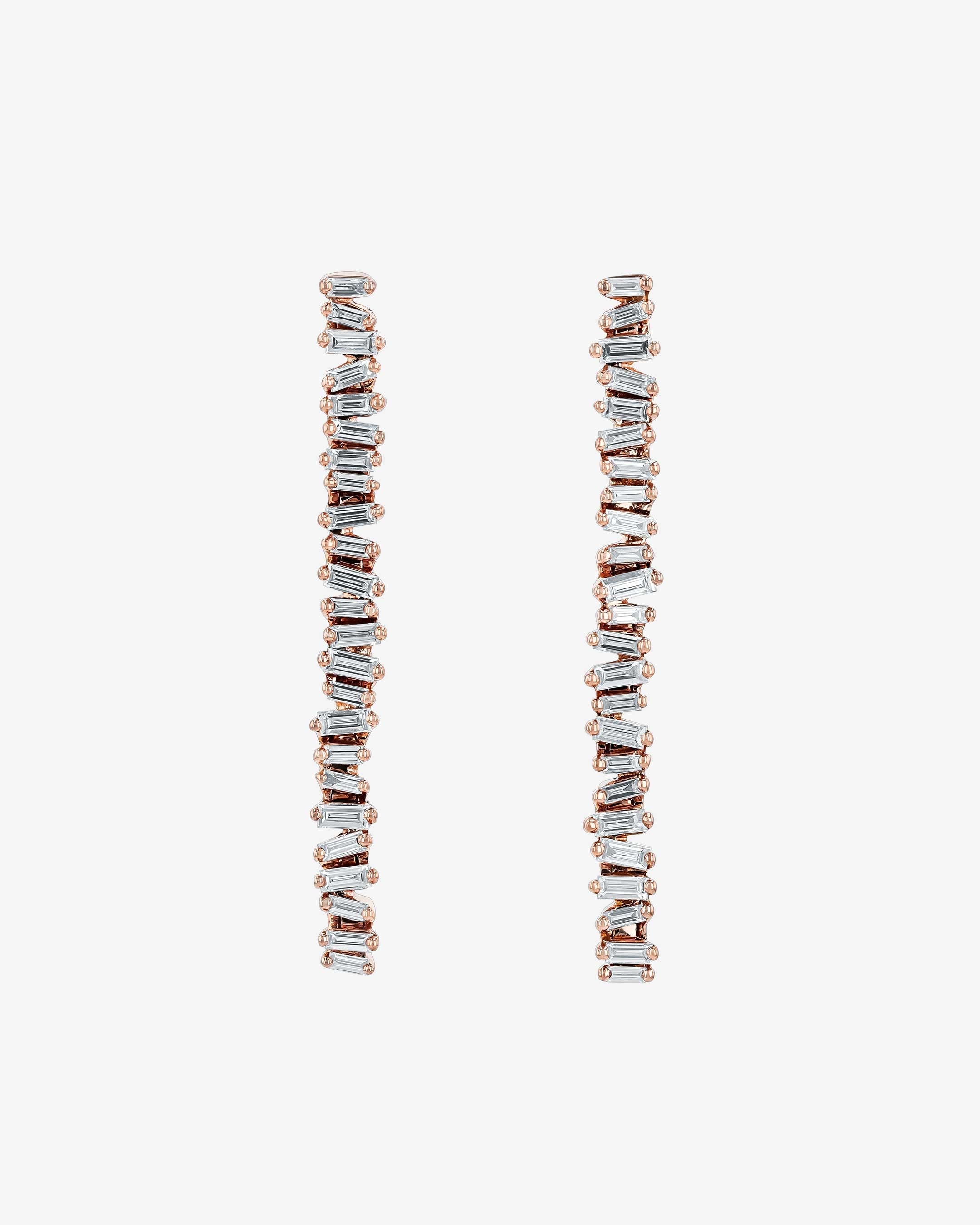 Suzanne Kalan Classic Diamond Midi Tennis Drop Earrings in 18k rose gold