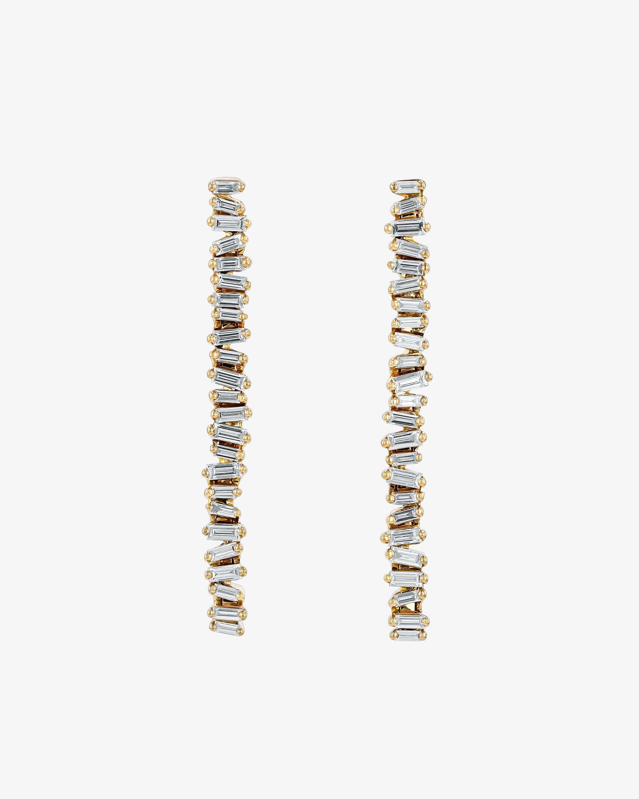 Suzanne Kalan Classic Diamond Midi Tennis Drop Earrings in 18k yellow gold
