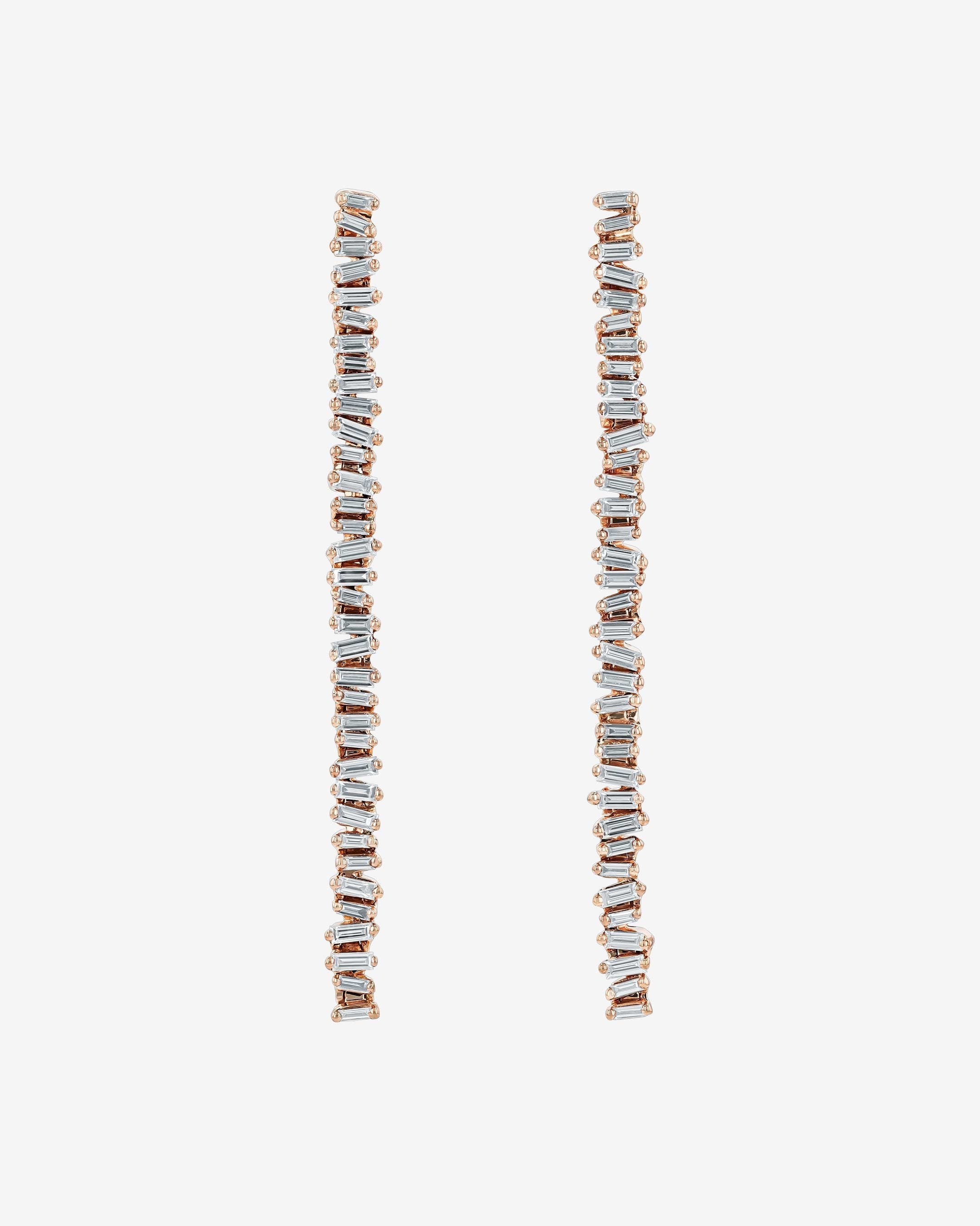 Suzanne Kalan Classic Diamond Milli Tennis Drop Earrings in 18k rose gold