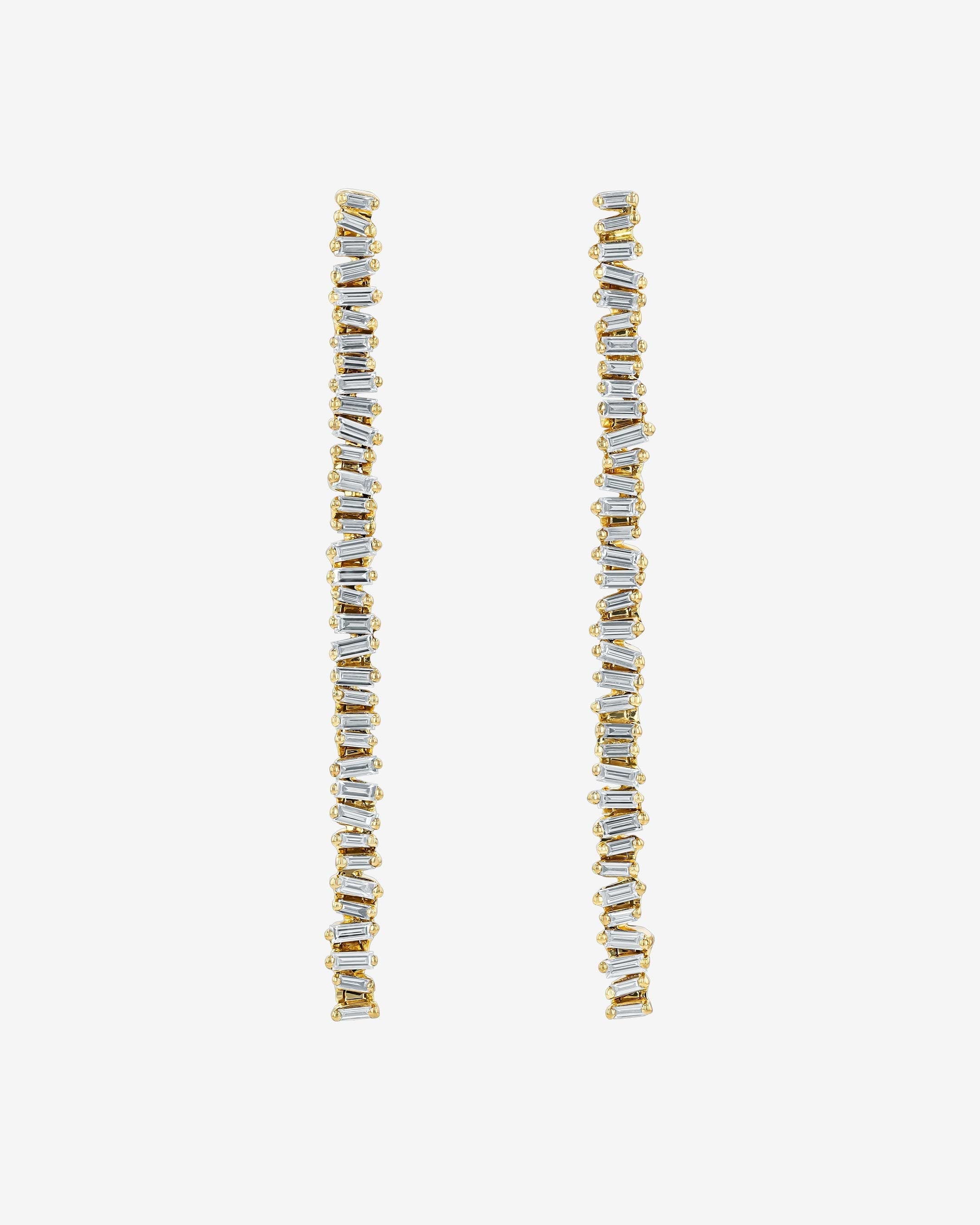Suzanne Kalan Classic Diamond Milli Tennis Drop Earrings in 18k yellow gold