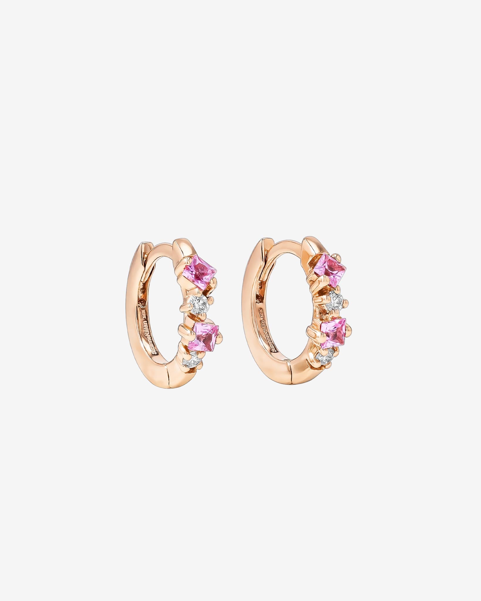 Suzanne Kalan Princess Pink Sapphire Mix Huggies in 18K rose gold