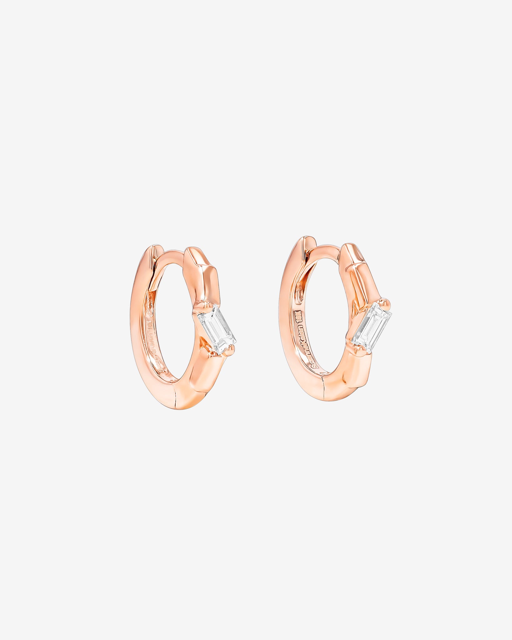 Suzanne Kalan Bold Single Diamond Huggies in 18k rose gold