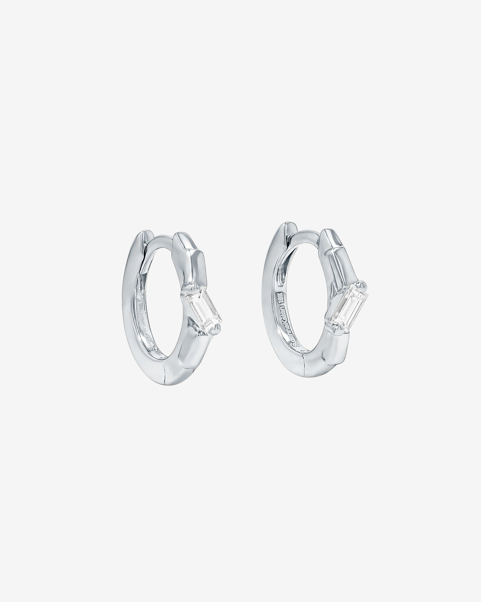 Suzanne Kalan Bold Single Diamond Huggies in 18k white gold
