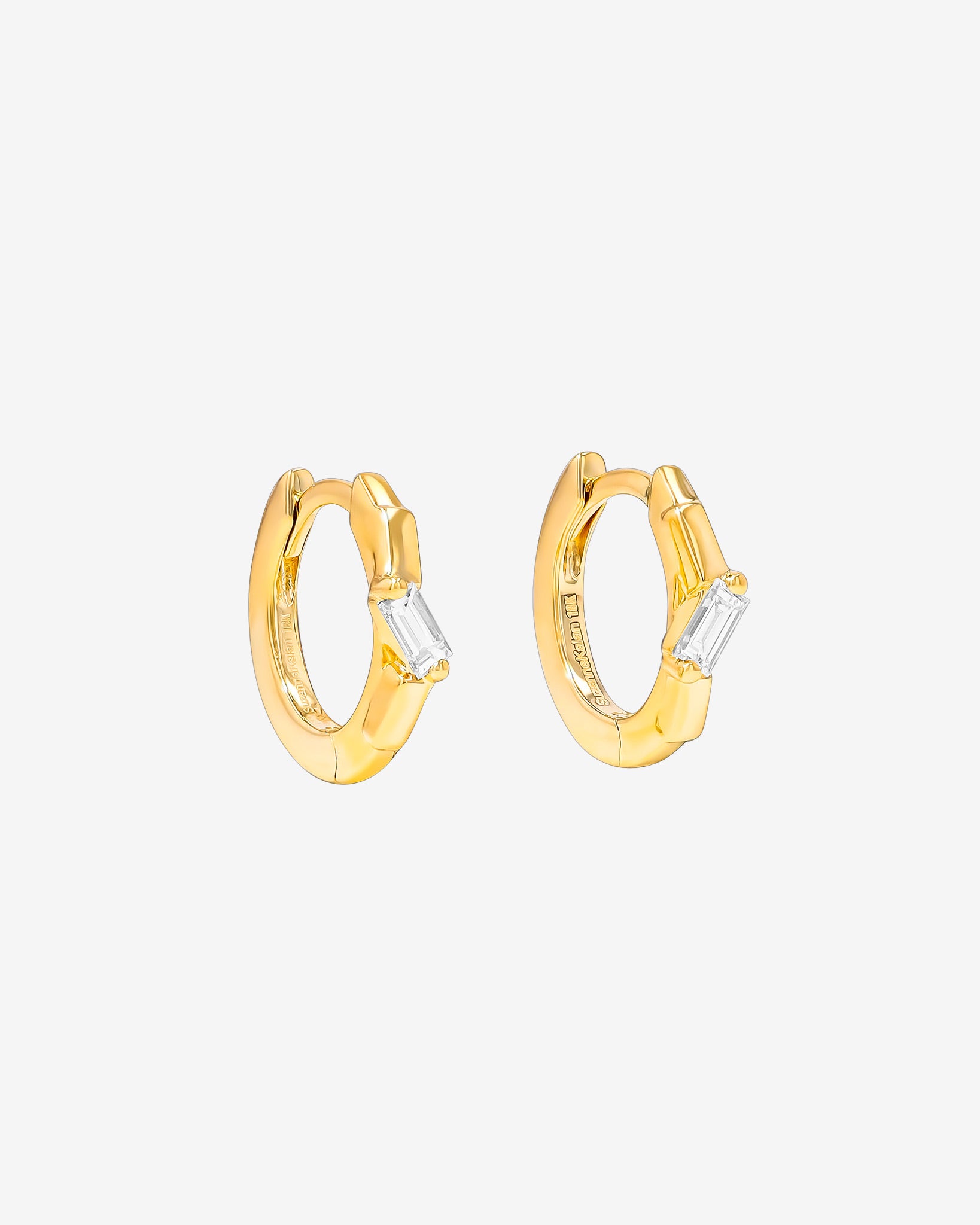 Suzanne Kalan Bold Single Diamond Huggies in 18k yellow gold