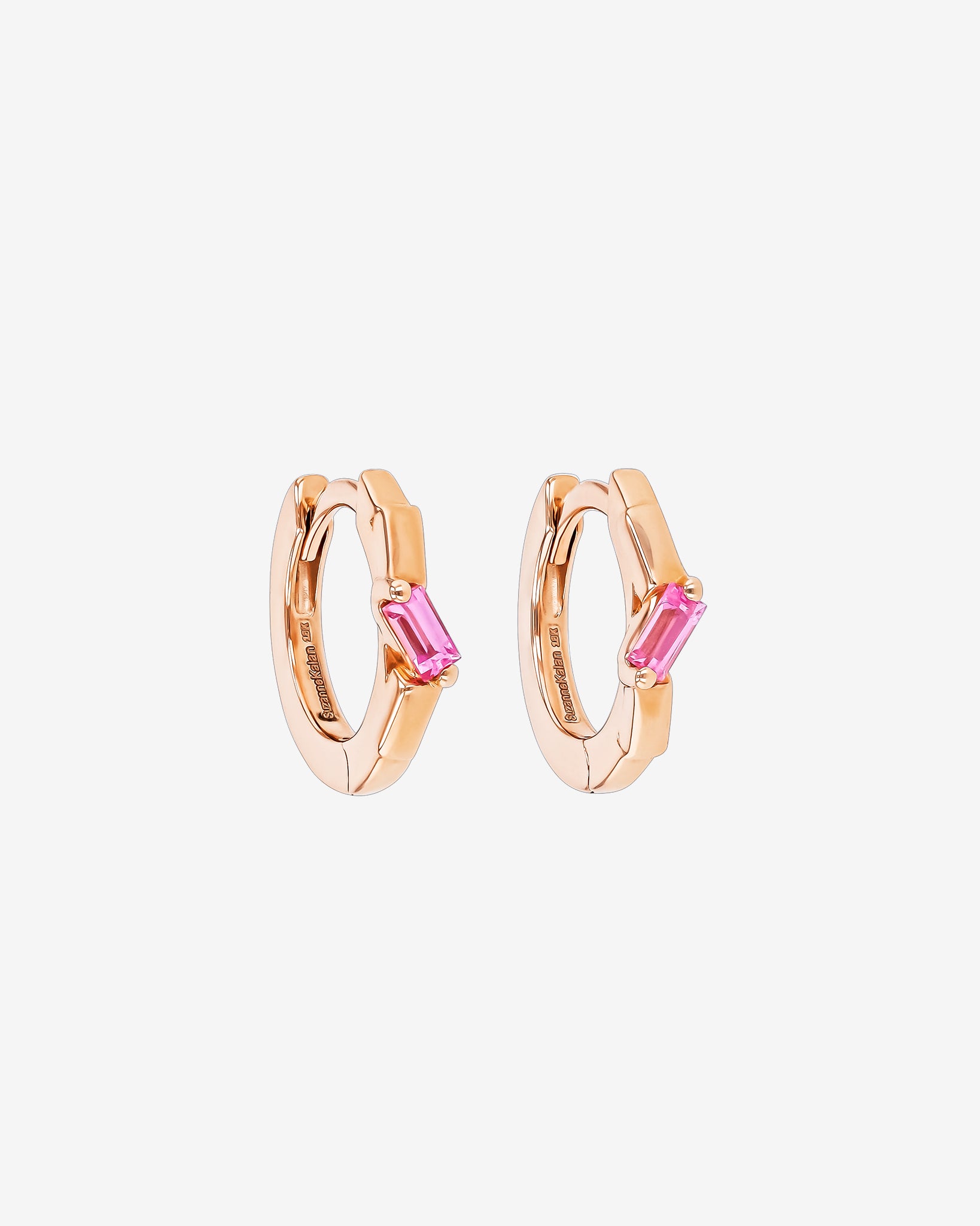 Suzanne Kalan Bold Single Pink Sapphire Huggies in 18K rose gold