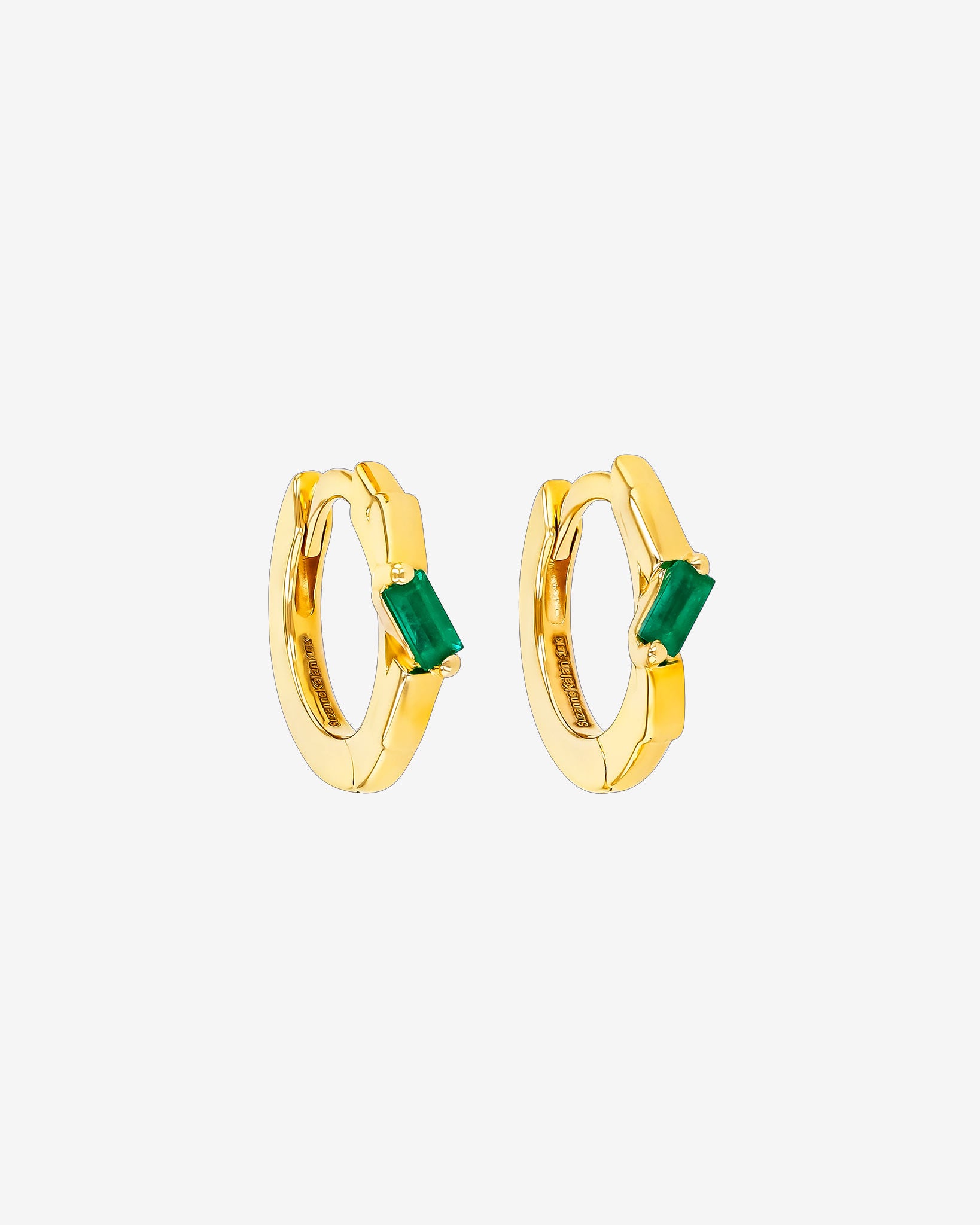 Suzanne Kalan Bold Single Emerald Huggies in 18K yellow gold