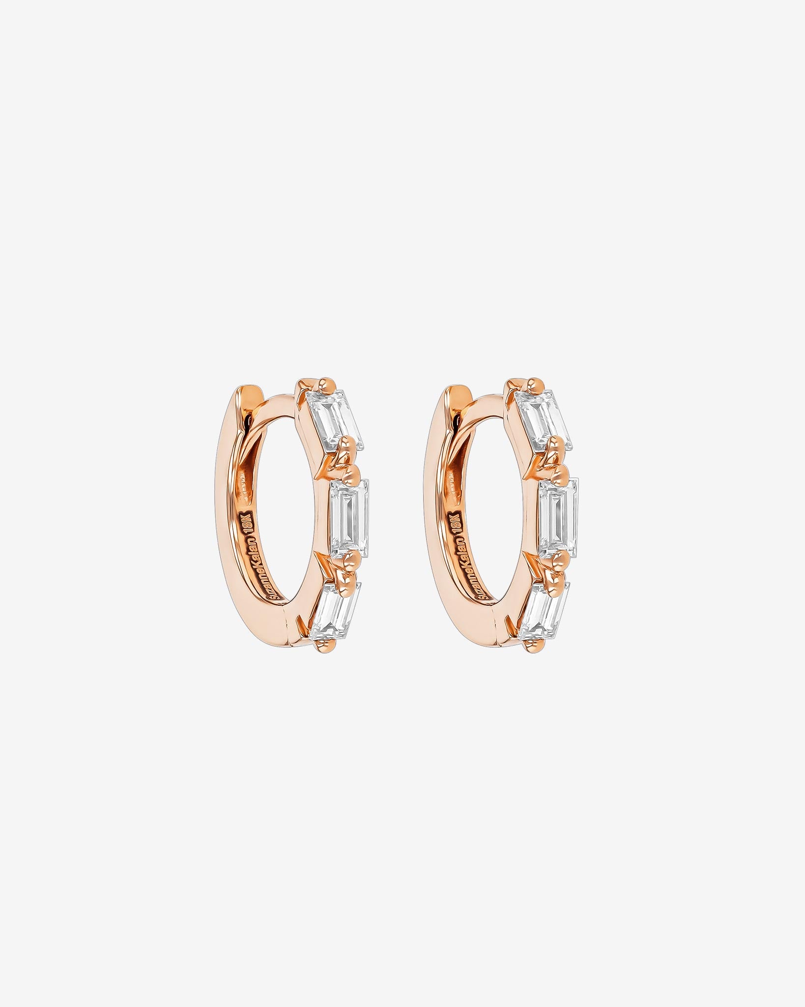 Suzanne Kalan Bold Triple Diamond Huggies in 18K rose gold