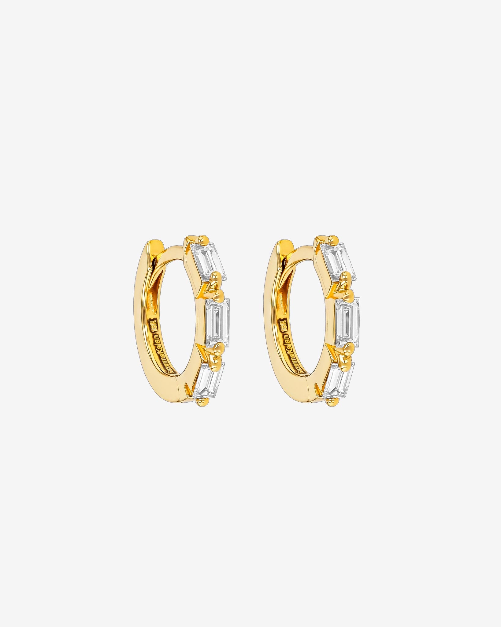 Suzanne Kalan Bold Triple Diamond Huggies in 18K yellow gold