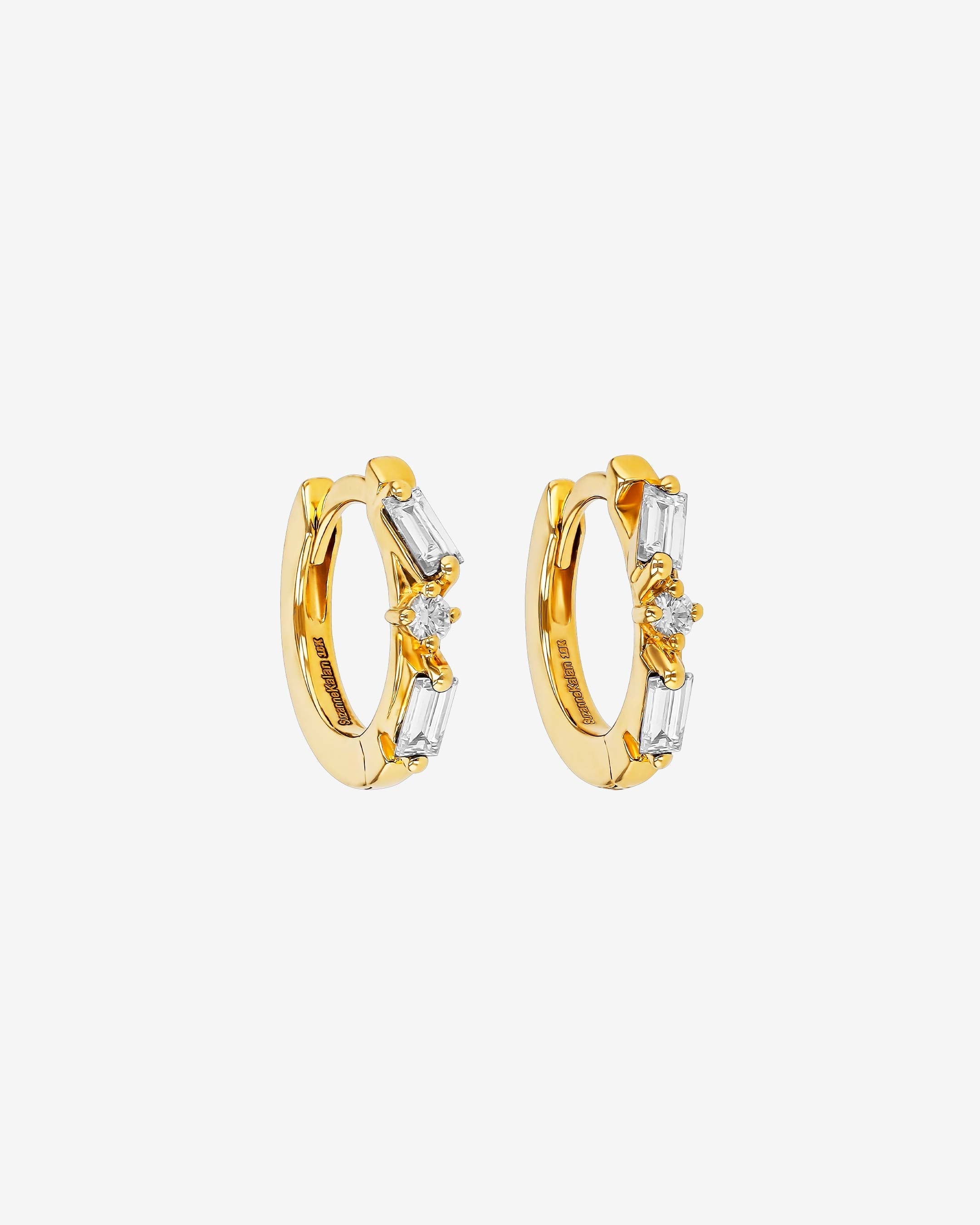 Suzanne Kalan Thin Mix Diamond Huggies in 18k yellow gold