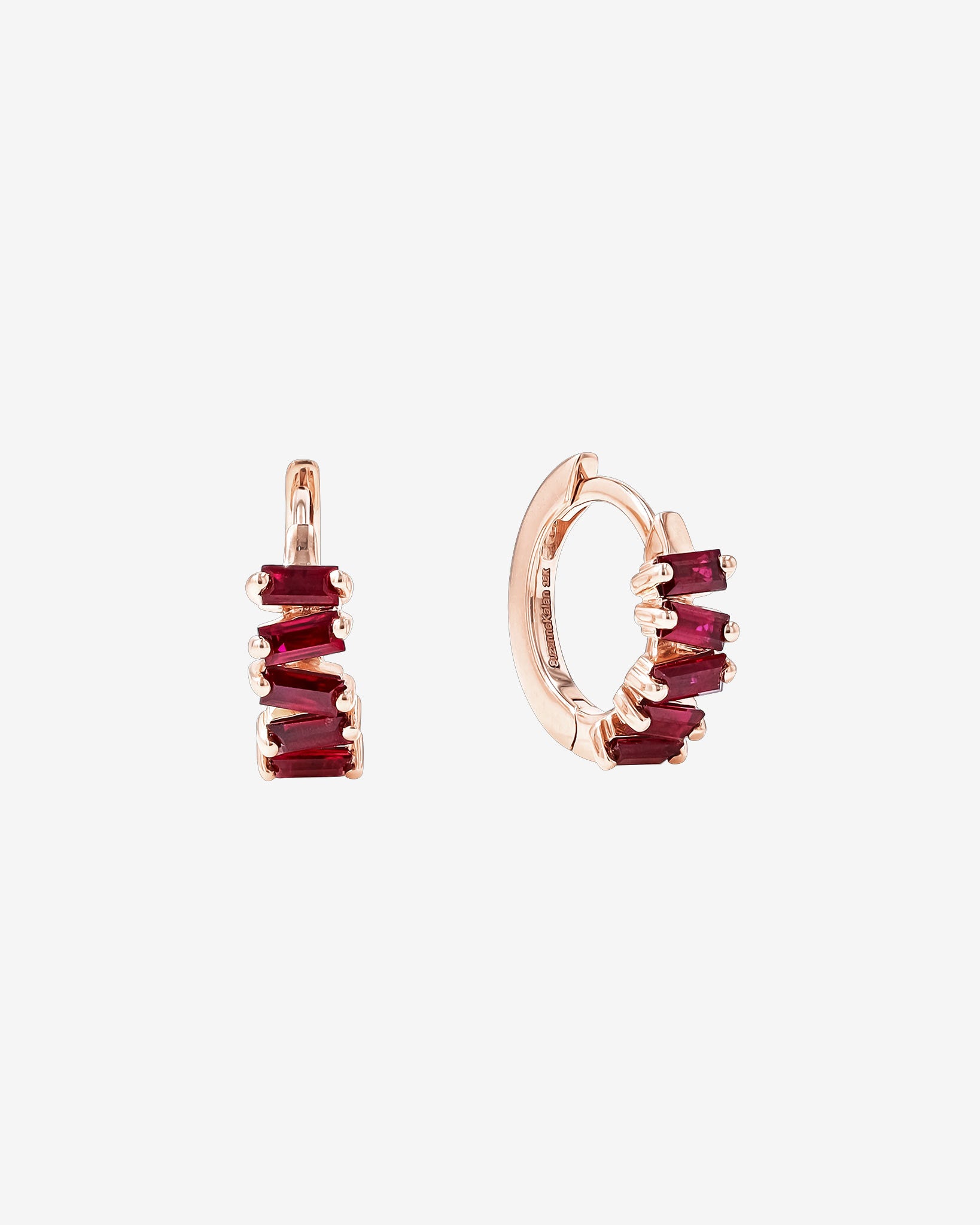 Suzanne Kalan Bold Ruby Huggies in 18K rose gold