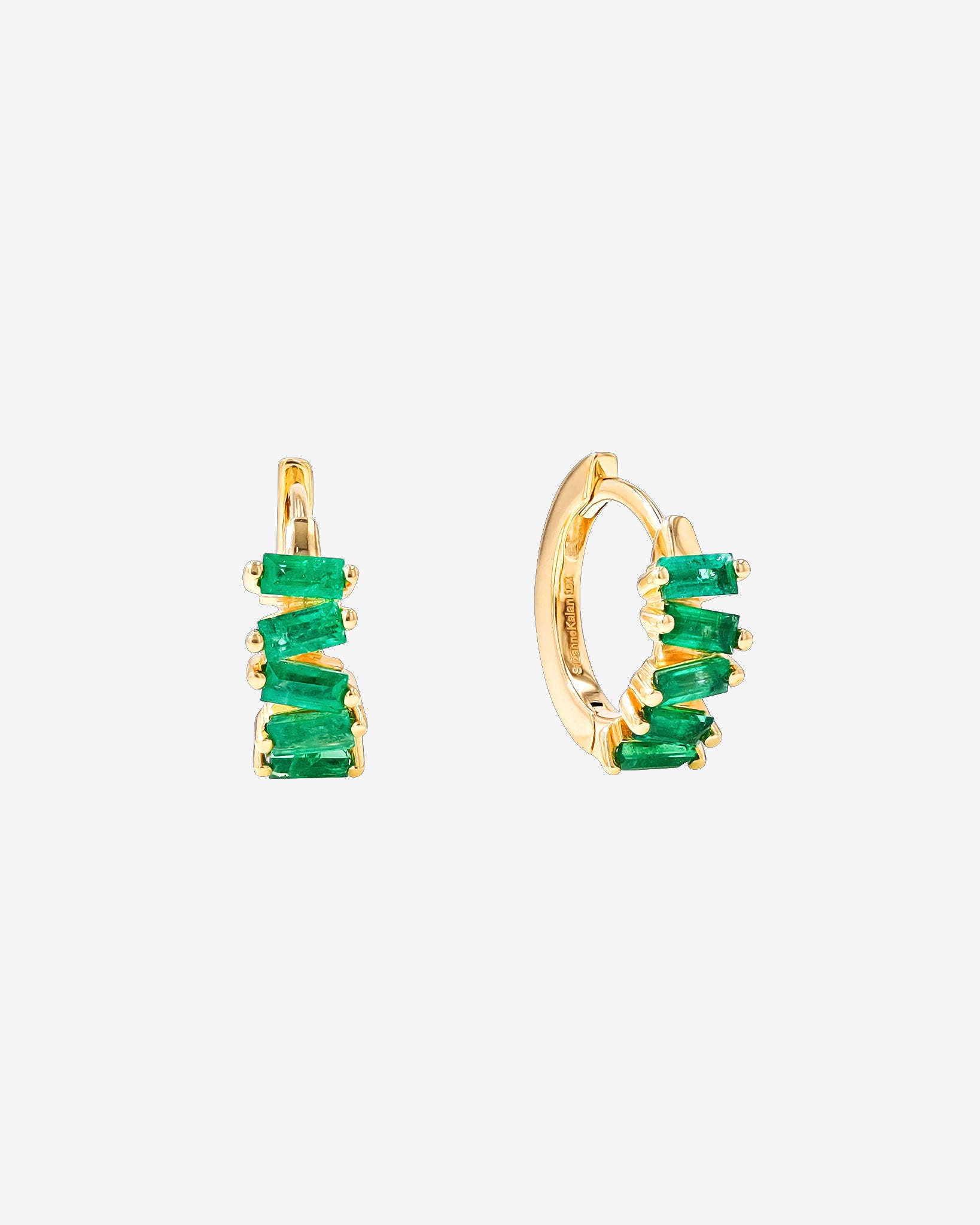 Suzanne Kalan Bold Emerald Huggies in 18K yellow gold