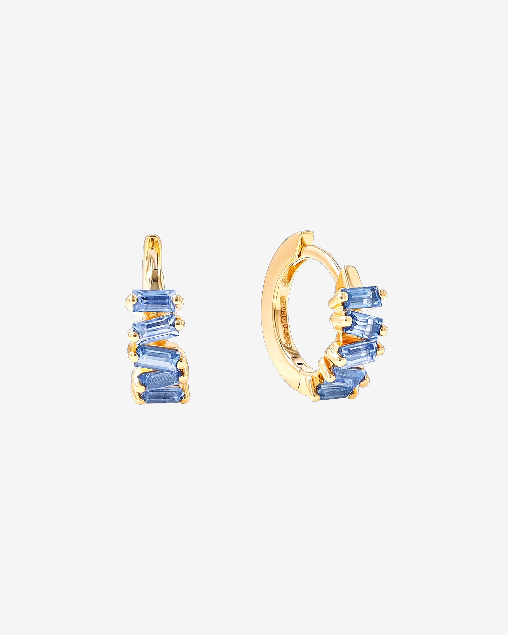 Suzanne Kalan Bold Light Blue Sapphire Huggies in 18K yellow gold