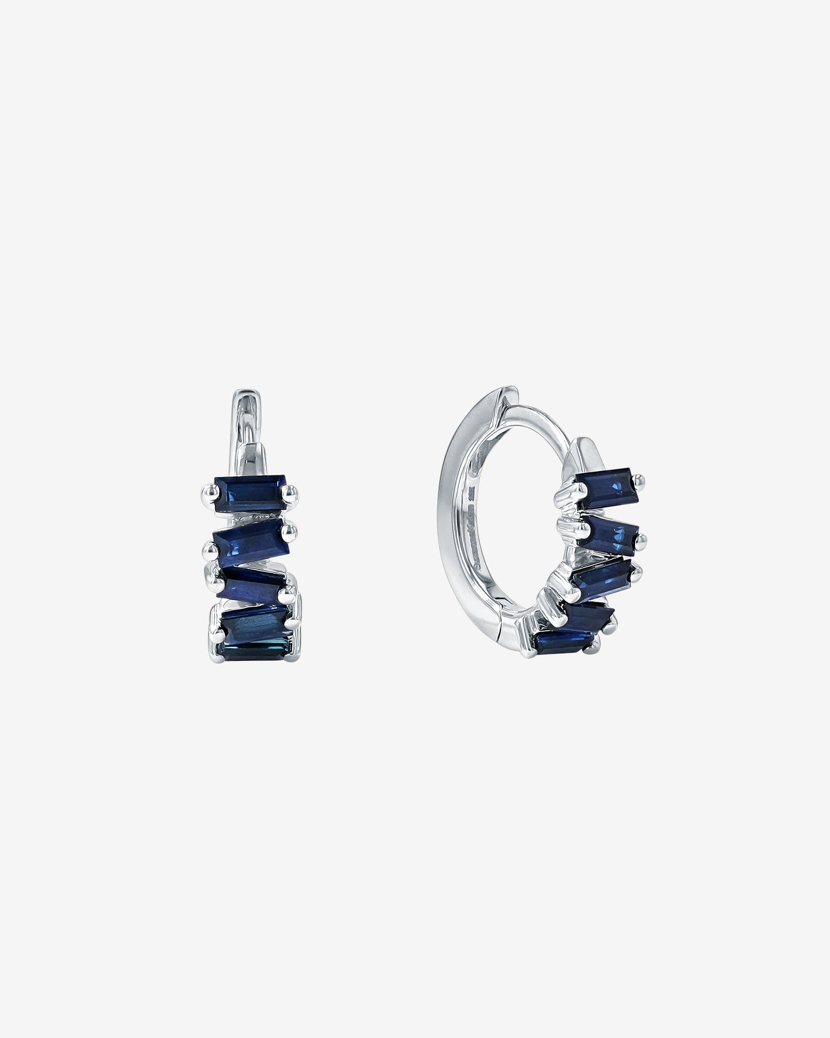 Suzanne Kalan Bold Dark Blue Sapphire Huggies in 18K white gold