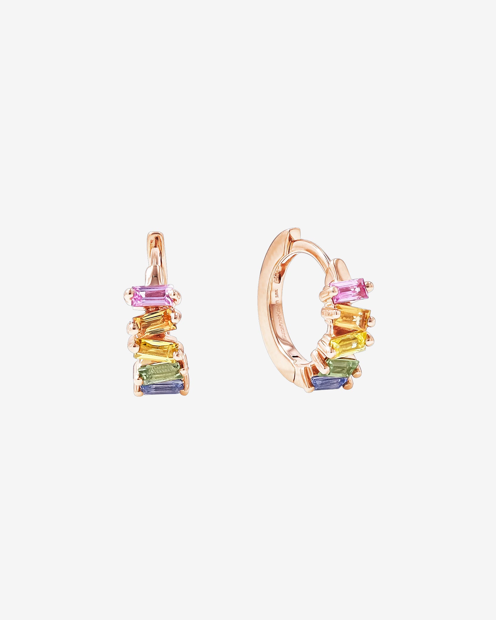Suzanne Kalan Bold Pastel Sapphire Huggies in 18K rose gold
