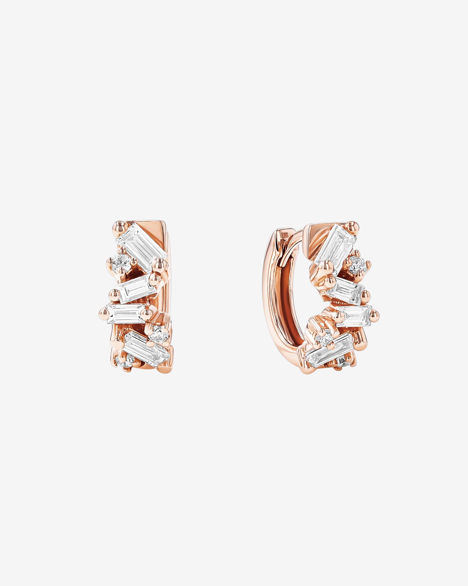 Suzanne Kalan Frenzy Diamond Huggies in 18k rose gold