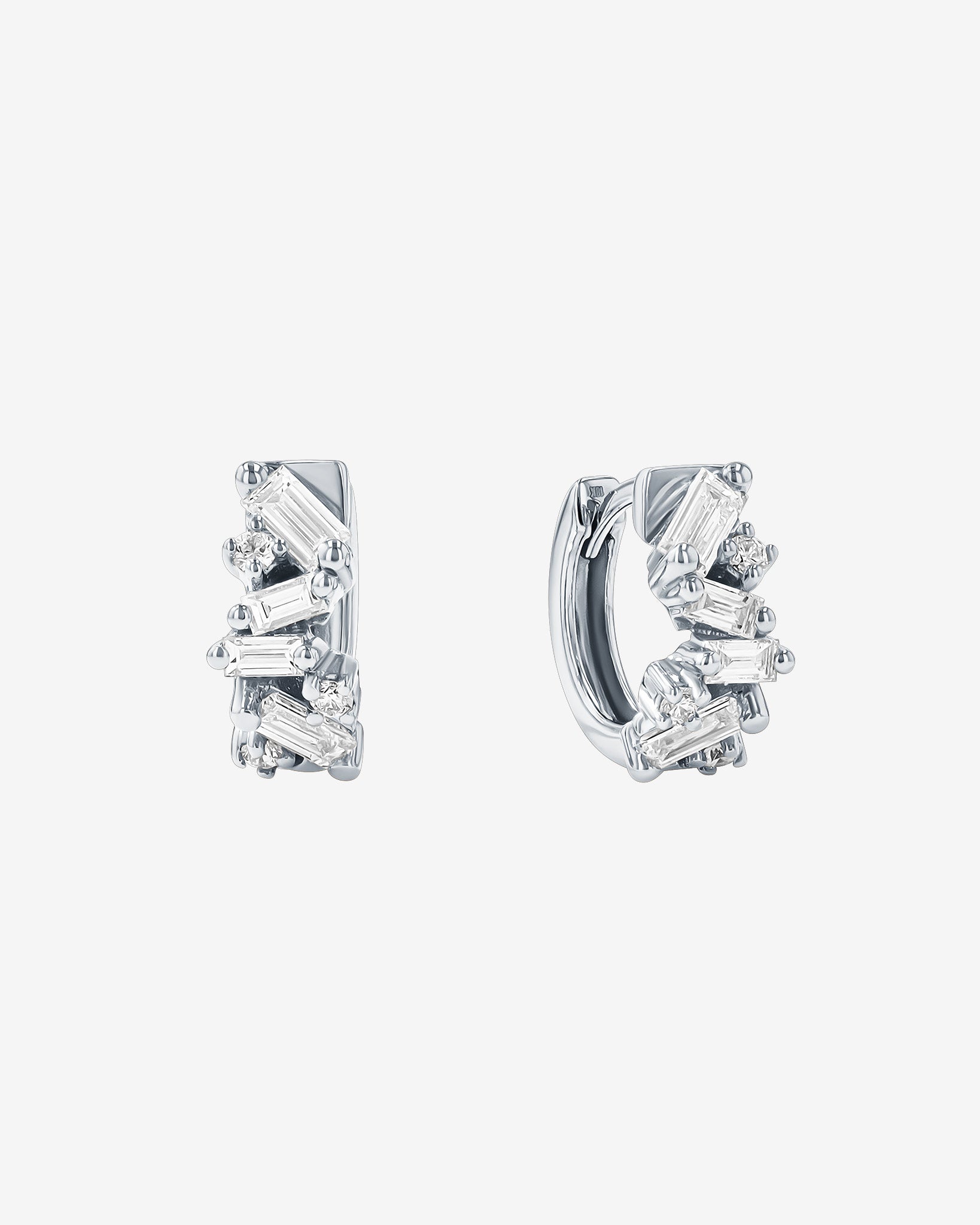 Suzanne Kalan Frenzy Diamond Huggies in 18k white gold