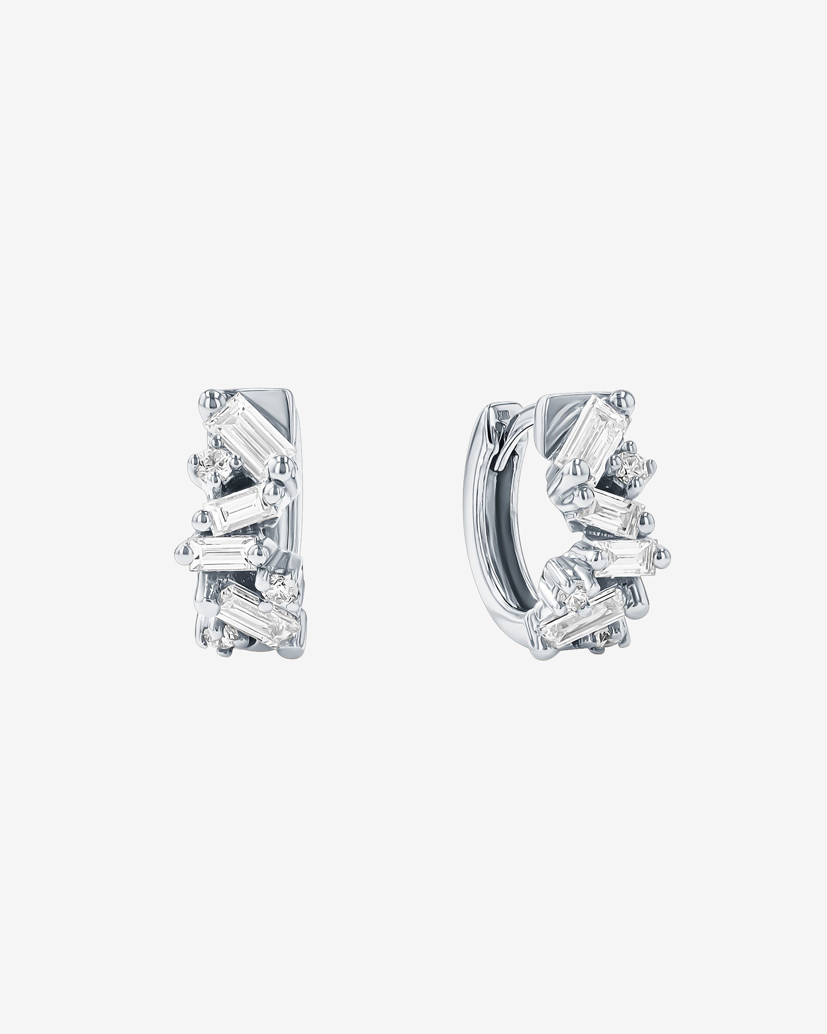 Suzanne Kalan Frenzy Diamond Huggies in 18k white gold