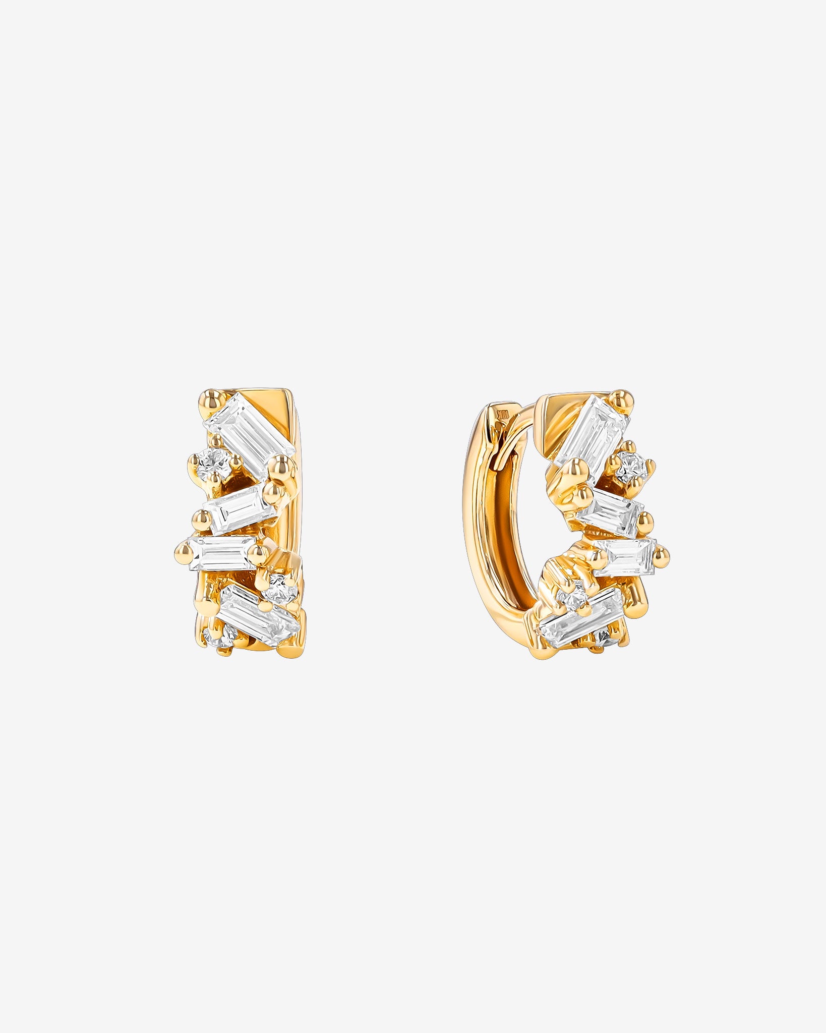 Suzanne Kalan Frenzy Diamond Huggies in 18k yellow gold