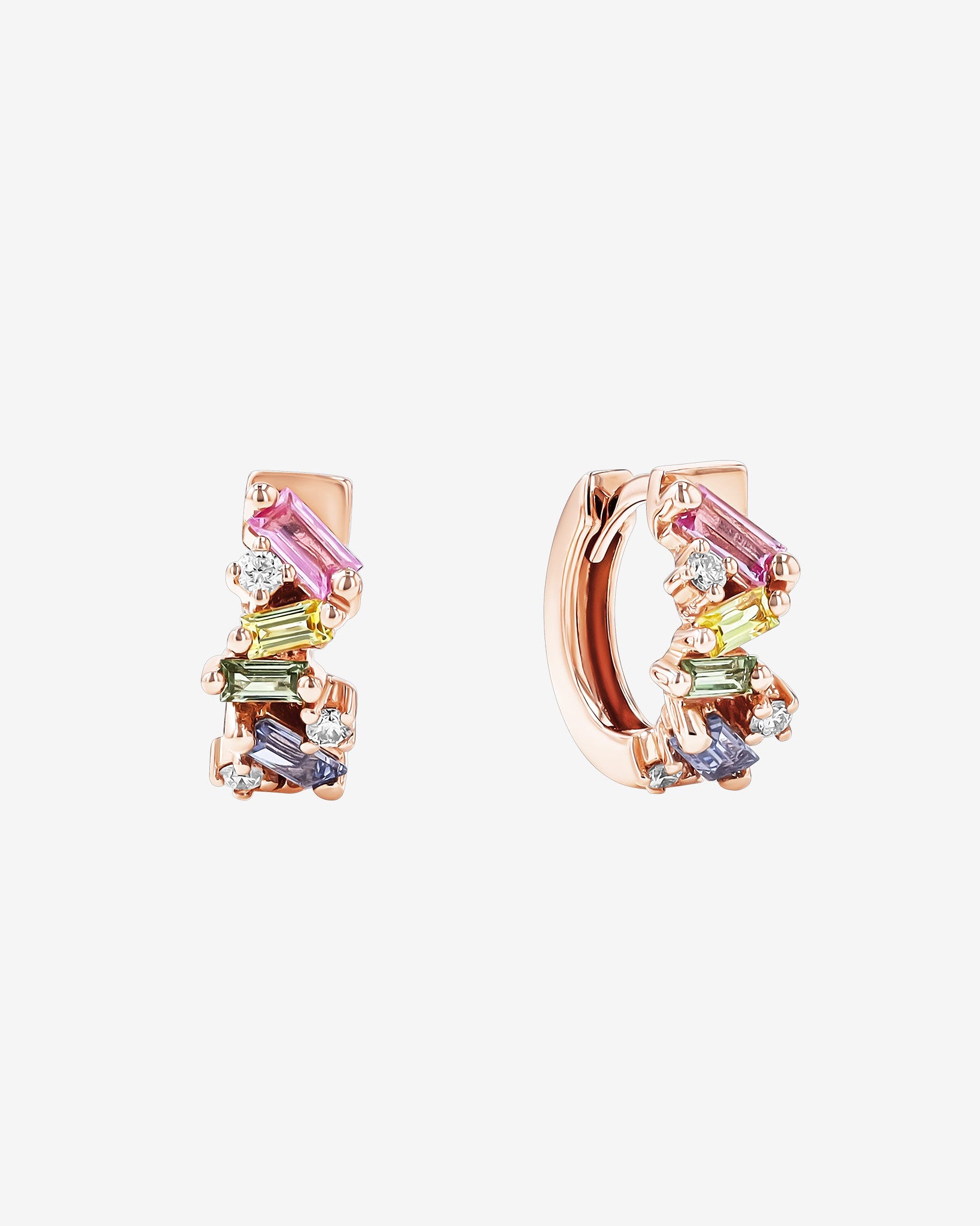 Suzanne Kalan Frenzy Pastel Sapphire Huggies in 18k rose gold