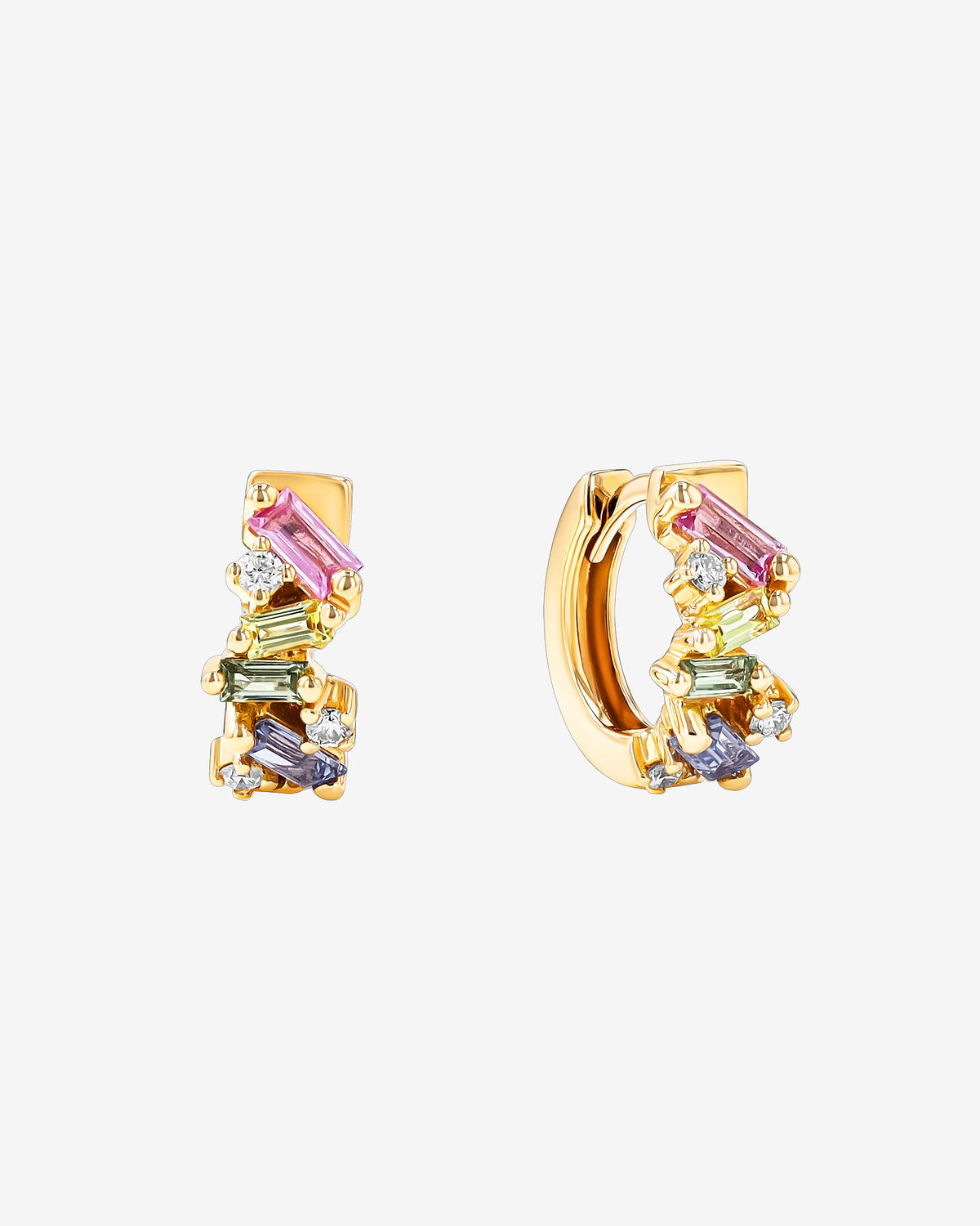 Suzanne Kalan Frenzy Pastel Sapphire Huggies in 18k yellow gold