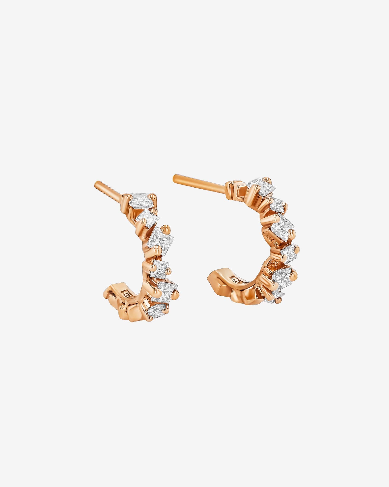 Suzanne Kalan Golden Diamond Mini Hoops in 18k rose gold
