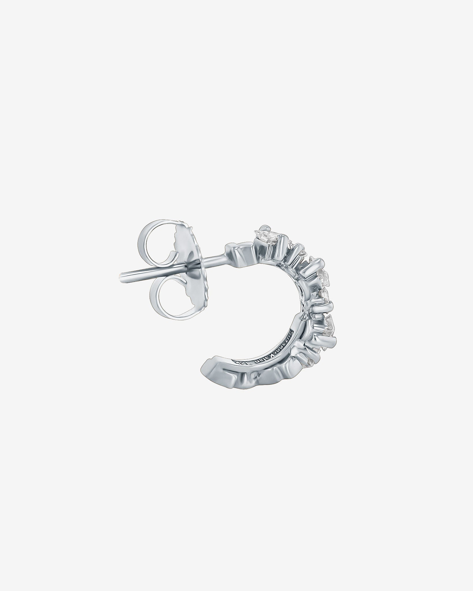 Suzanne Kalan Golden Diamond Mini Hoops in 18k white gold