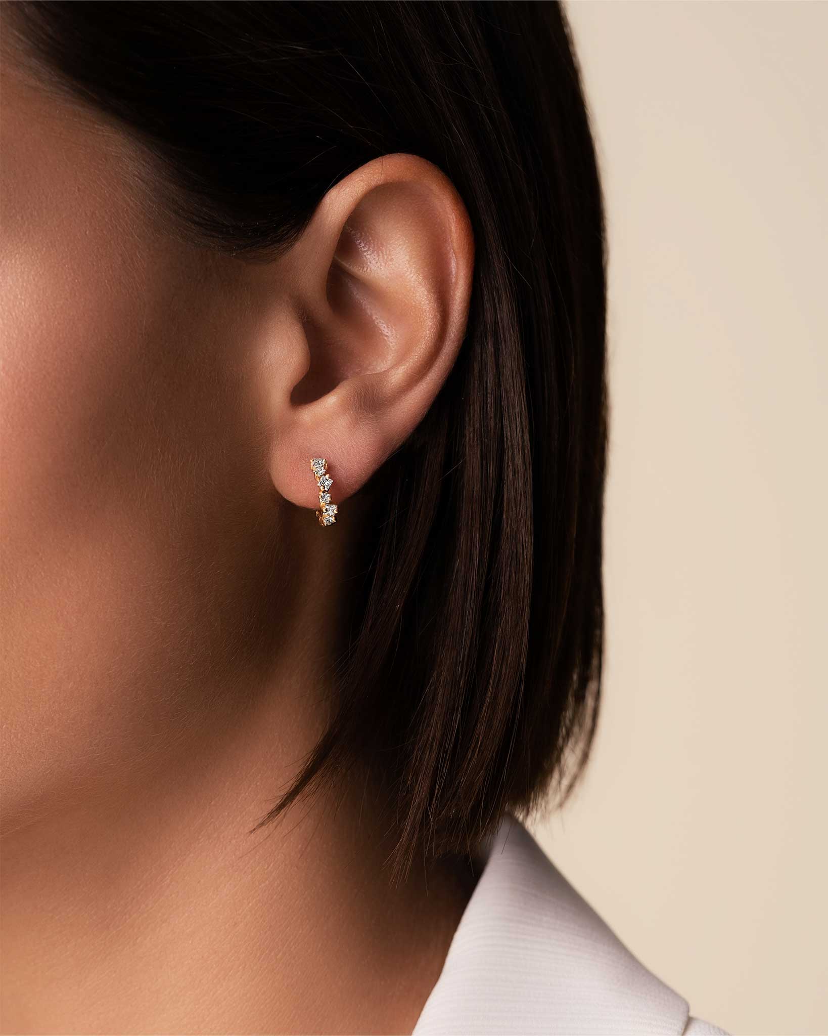 Suzanne Kalan Golden Diamond Mini Hoops in 18k yellow gold