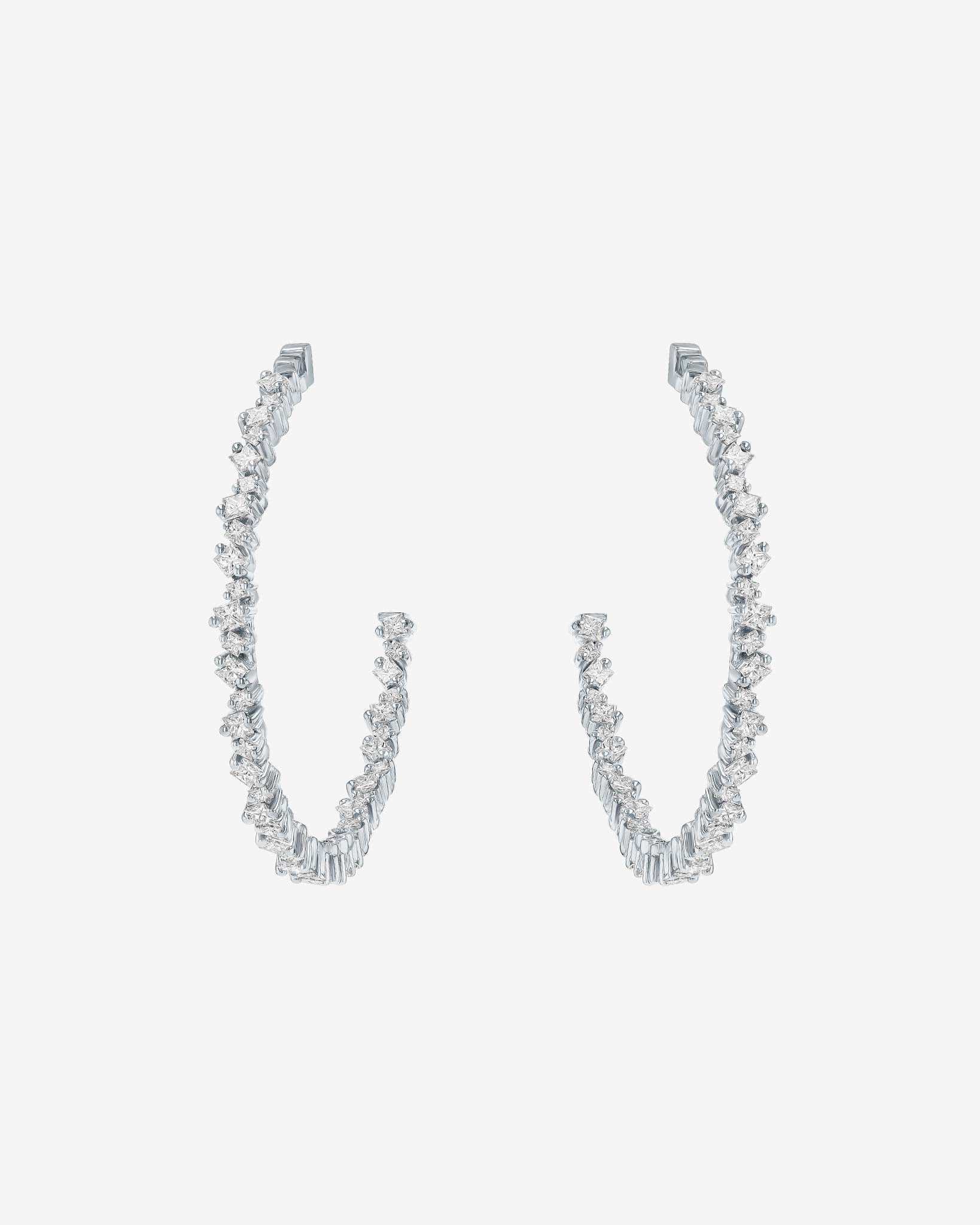 Suzanne Kalan Golden Diamond Midi Hoops in 18k white gold