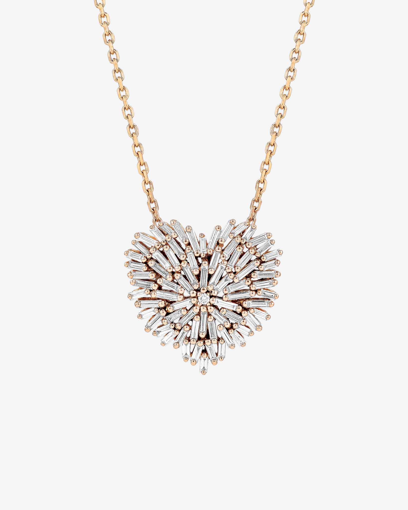 Suzanne Kalan Classic Diamond Medium Heart Pendant in 18k rose gold