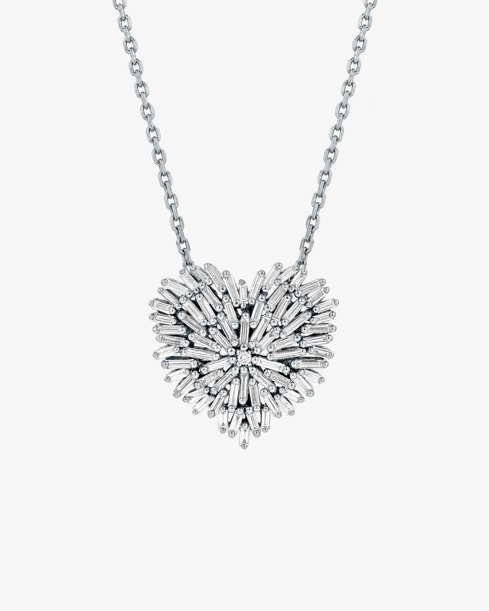 Suzanne Kalan Classic Diamond Medium Heart Pendant in 18k white gold