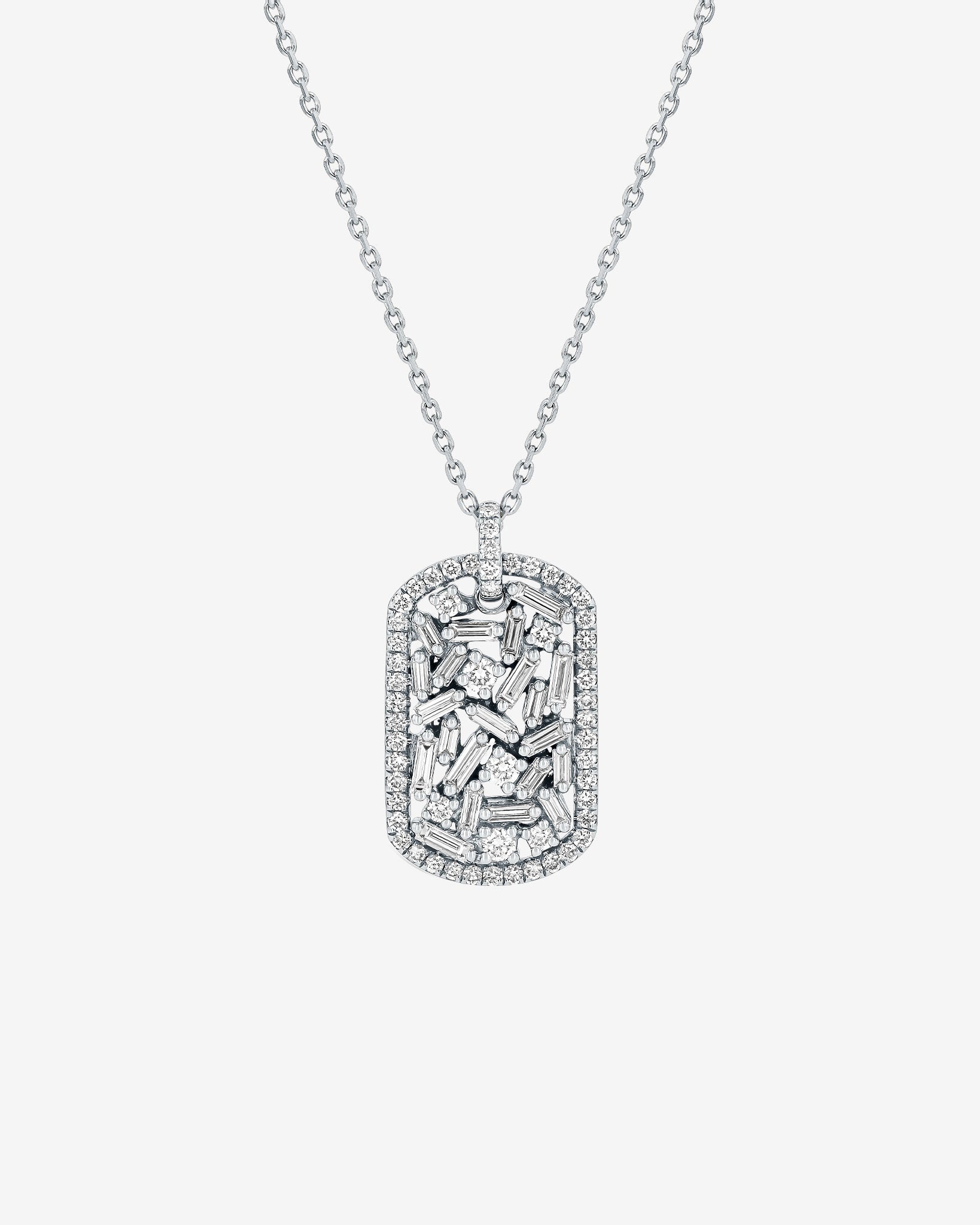 Suzanne Kalan Classic Diamond Medium Dog Tag Pendant in 18k white gold