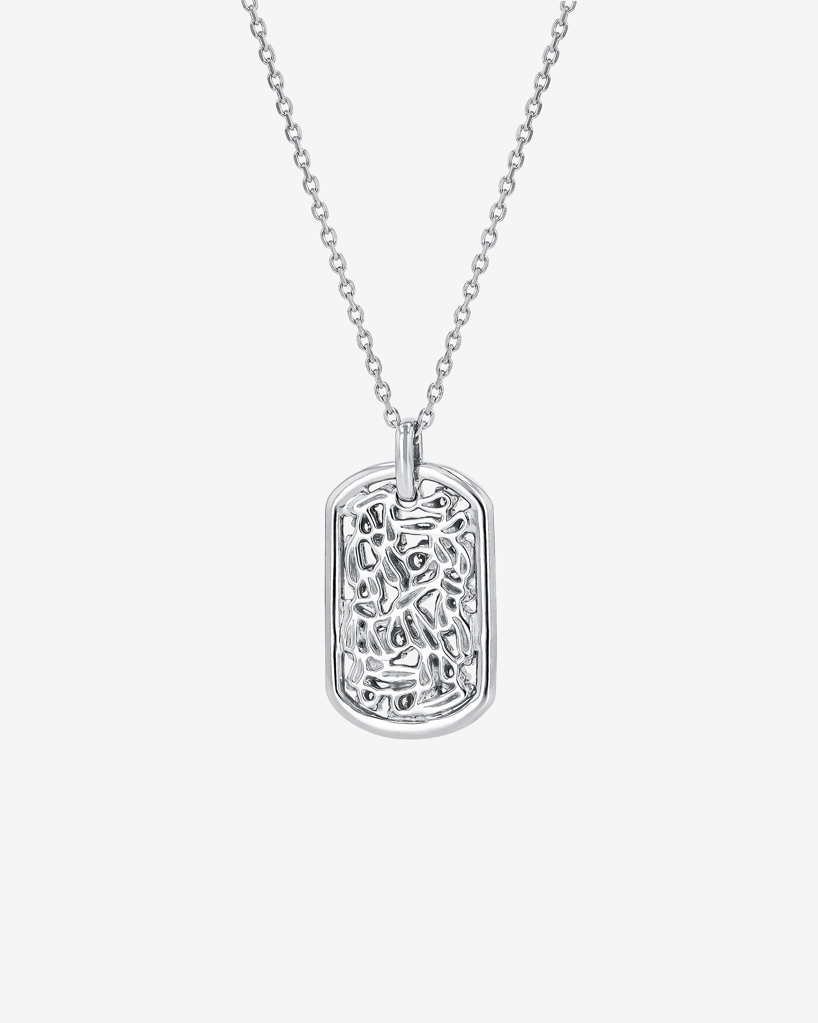 Suzanne Kalan Classic Diamond Medium Dog Tag Pendant in 18k white gold