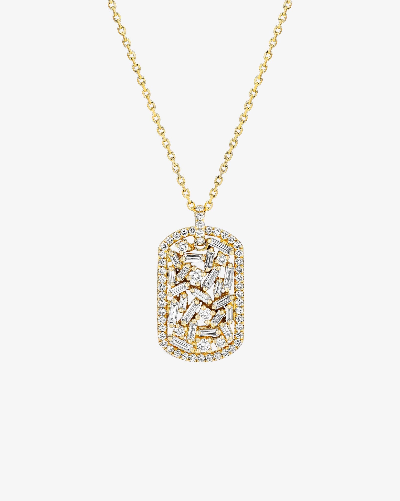Suzanne Kalan Classic Diamond Medium Dog Tag Pendant in 18k yellow gold