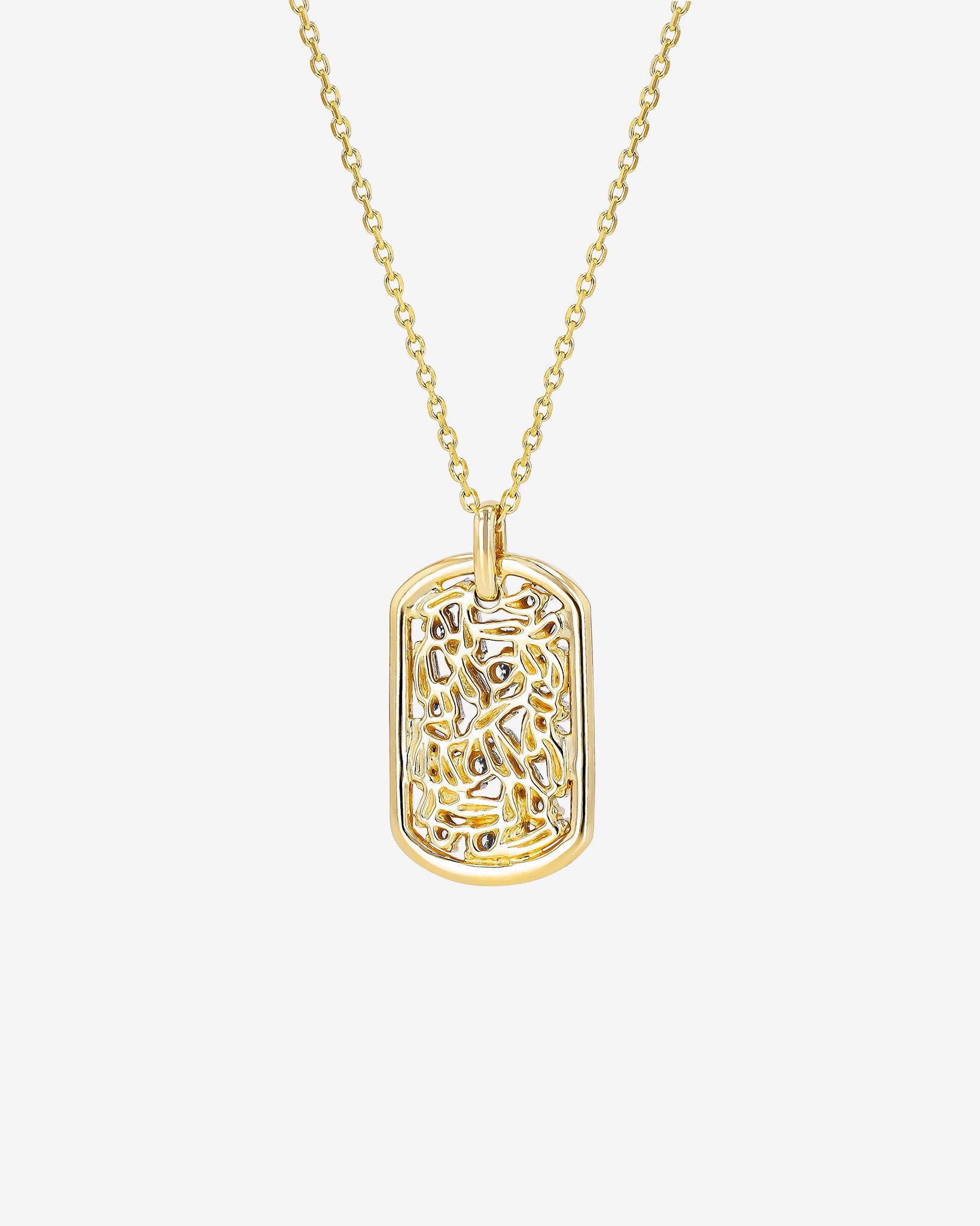 Suzanne Kalan Classic Diamond Medium Dog Tag Pendant in 18k yellow gold