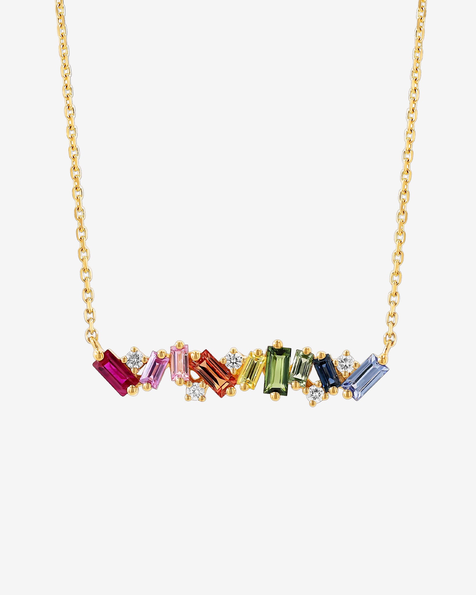 Suzanne Kalan Frenzy Rainbow Sapphire Pendant in 18k yellow gold