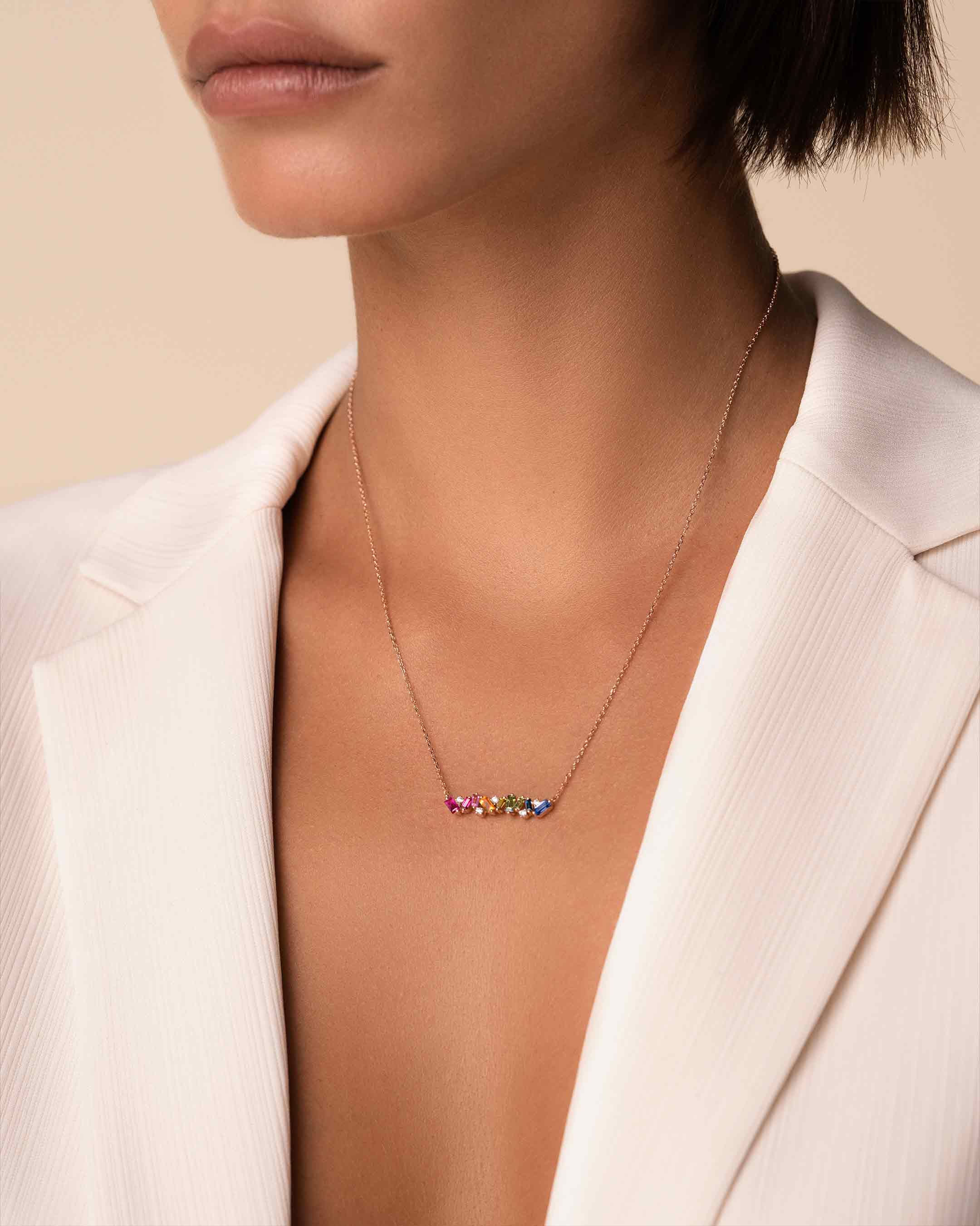 Suzanne Kalan Frenzy Rainbow Sapphire Pendant in 18k rose gold