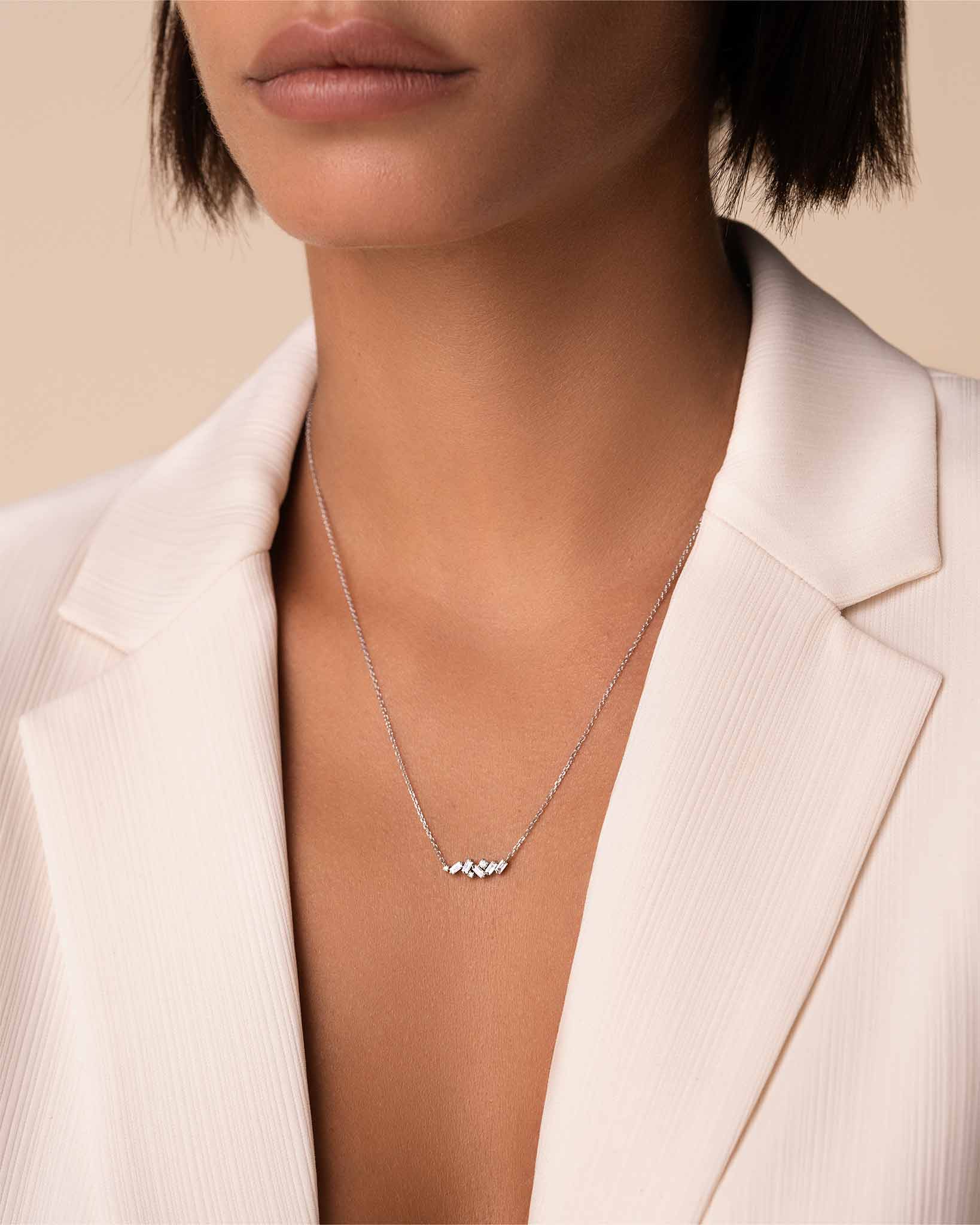 Suzanne Kalan Frenzy Diamond Mini Bar Pendant in 18k white gold