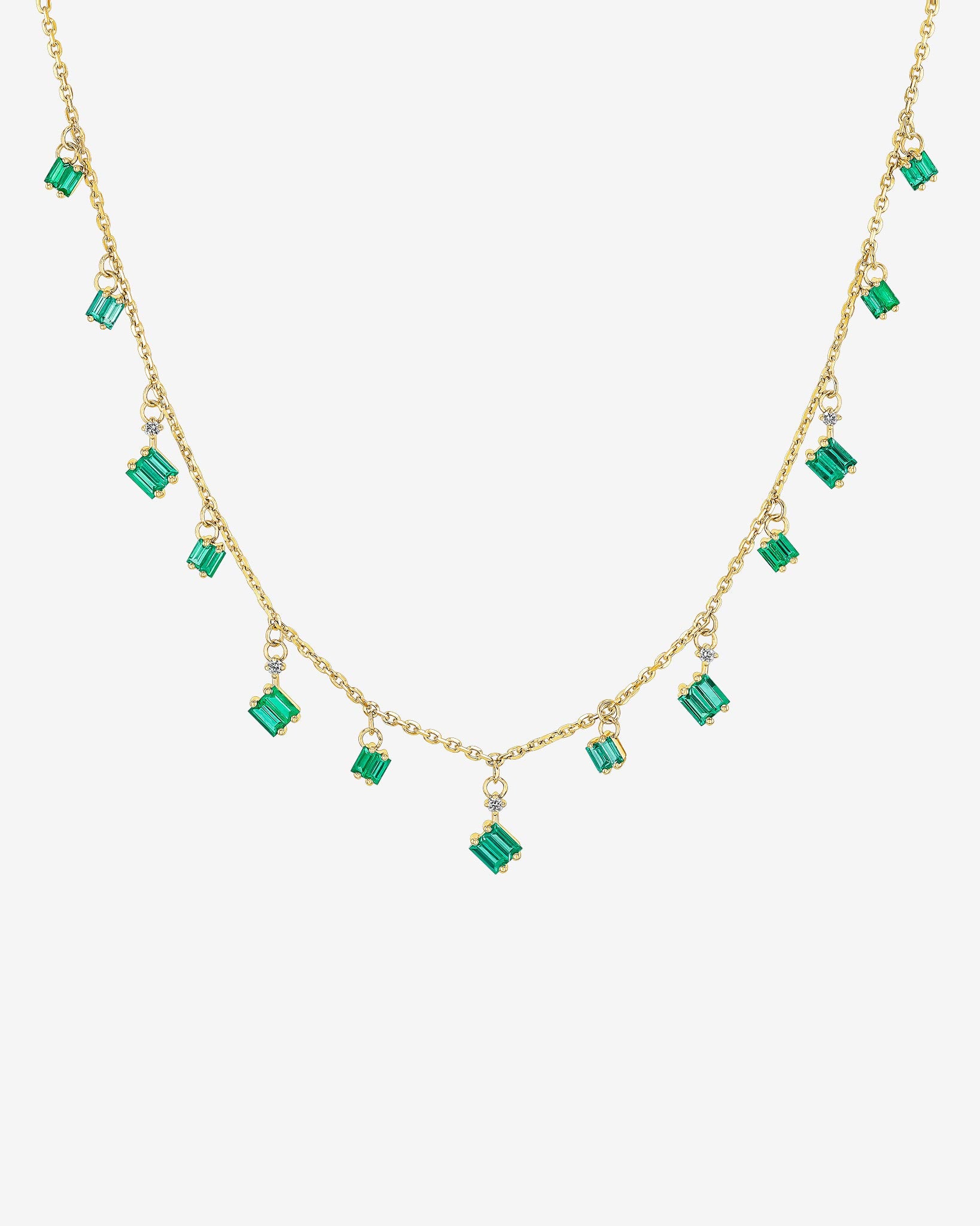 Suzanne Kalan Bold Emerald Cascade Necklace in 18k yellow gold