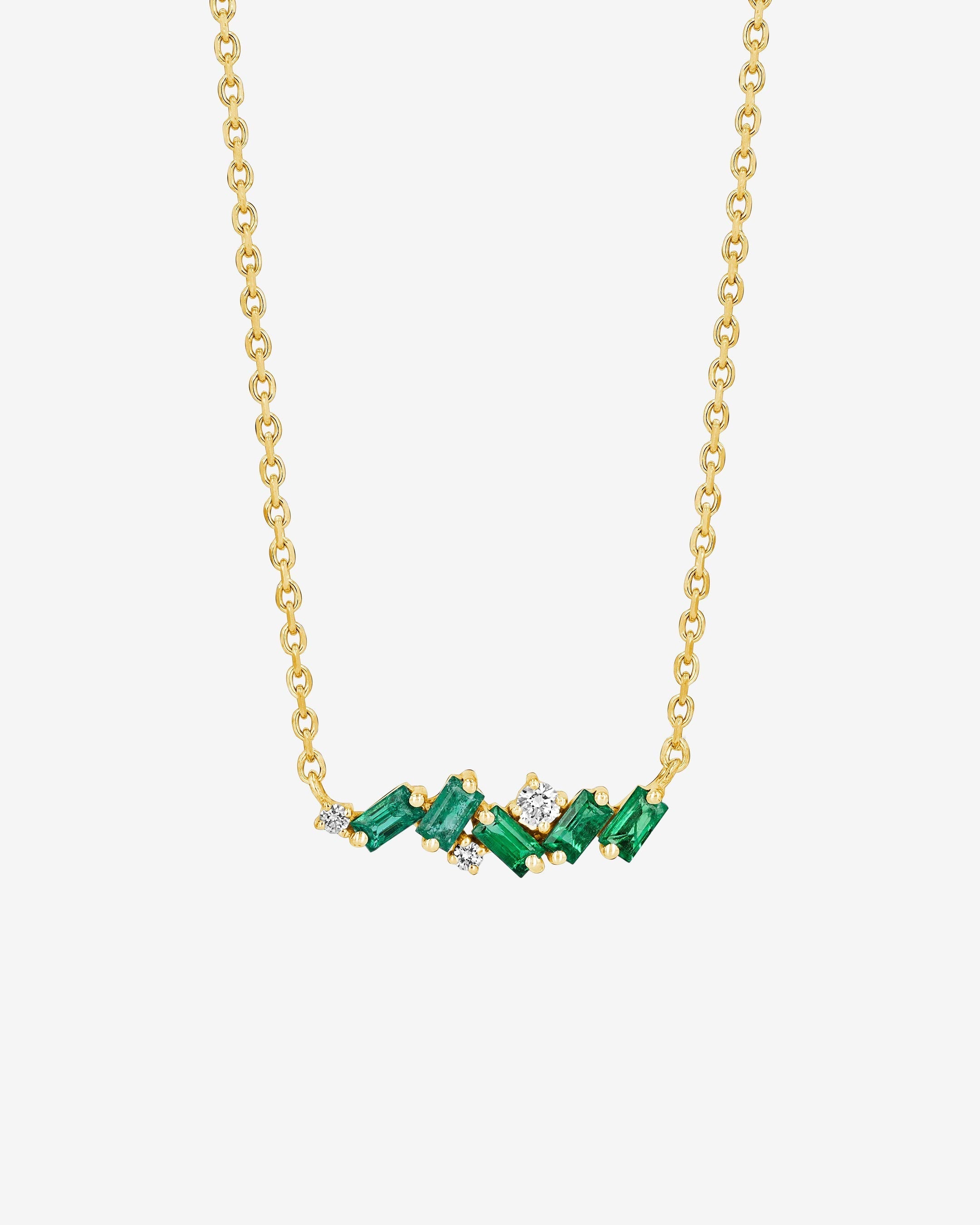 Suzanne Kalan Emerald Frenzy Mini Bar Pendant in 18k yellow gold