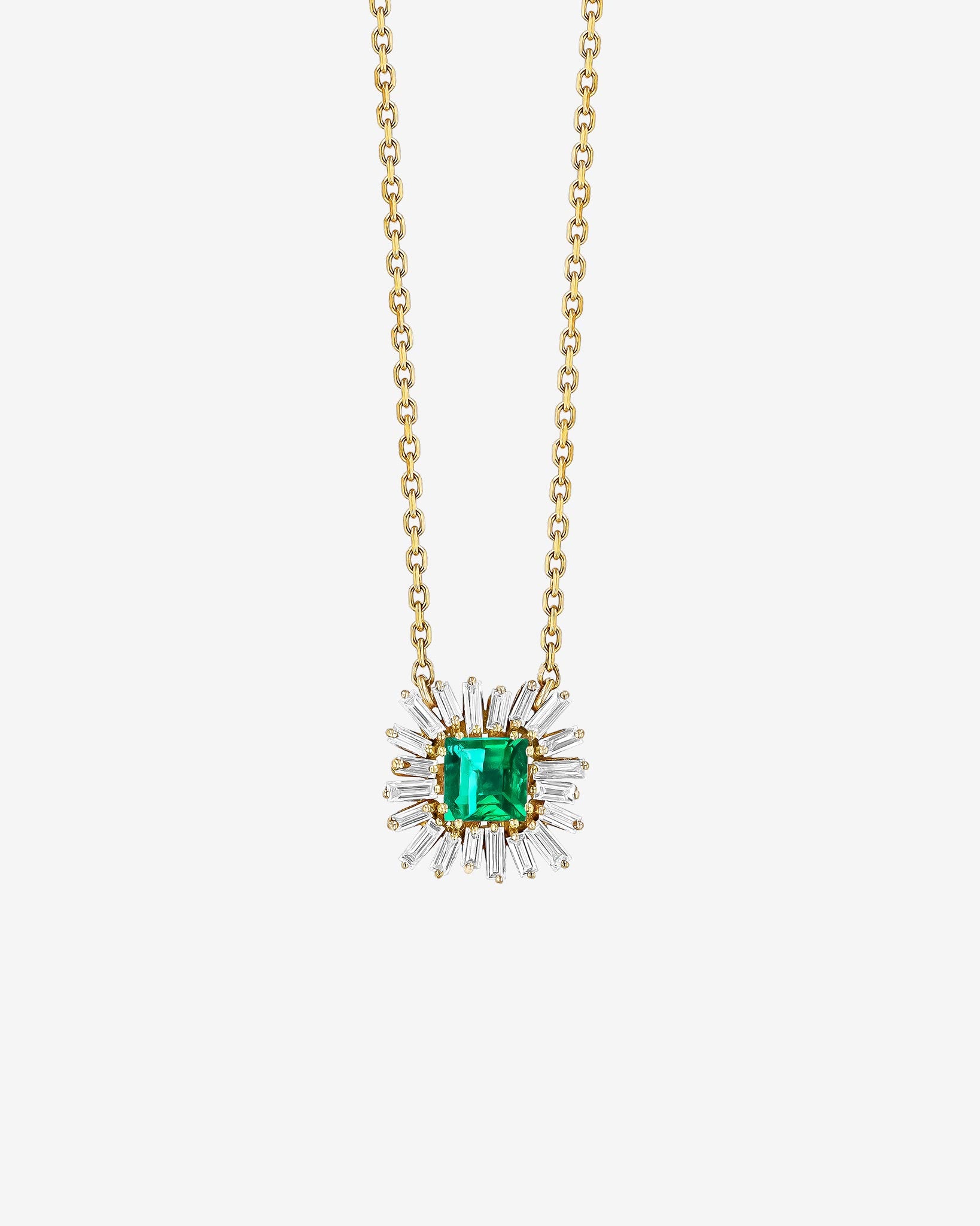 Suzanne Kalan Princess Emerald Spark Pendant in 18k yellow gold