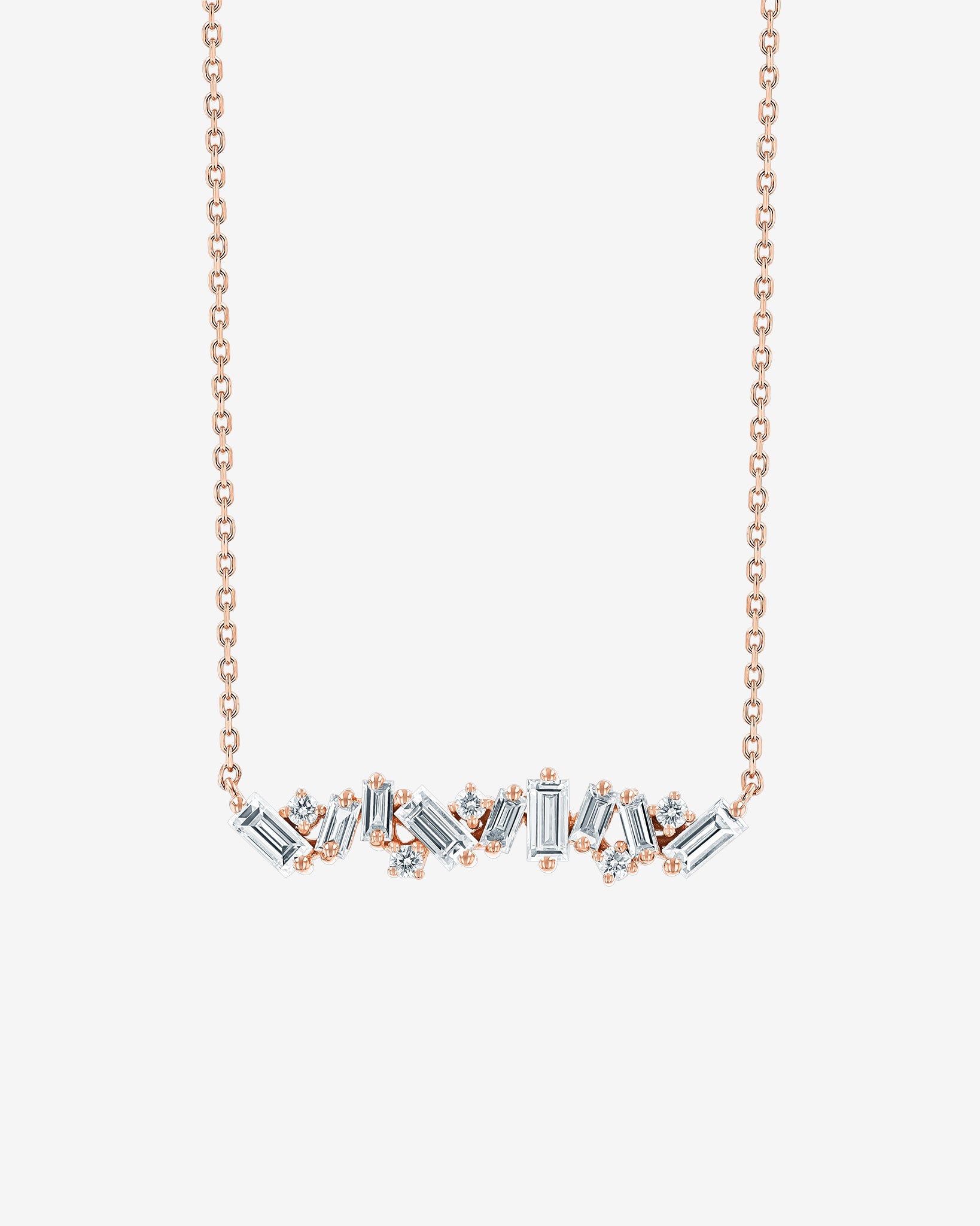 Suzanne Kalan Frenzy Diamond Bar Pendant in 18k rose gold