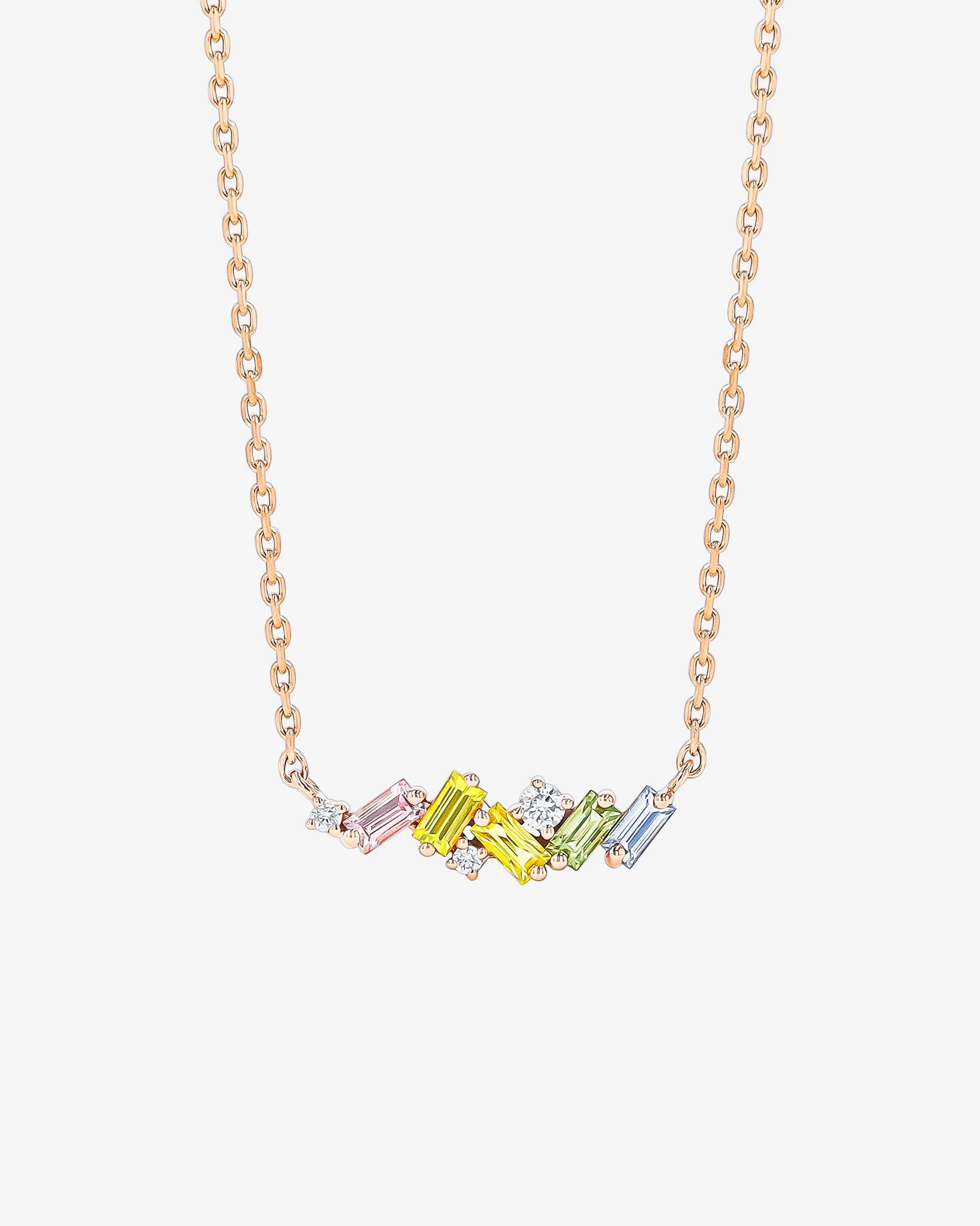 Suzanne Kalan Frenzy Pastel Sapphire Mini Bar Pendant in 18k rose gold