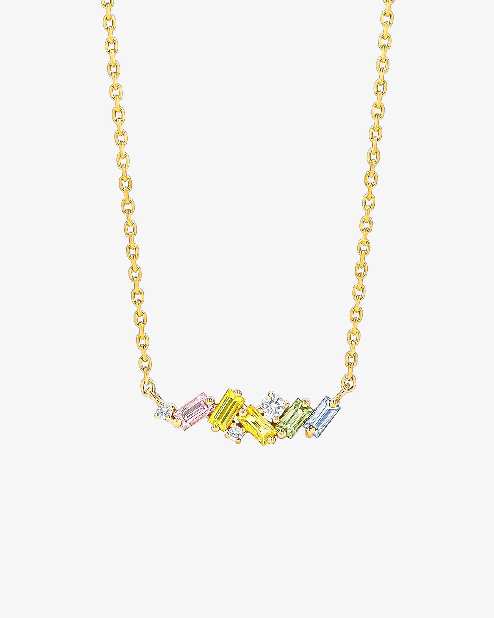 Suzanne Kalan Frenzy Pastel Sapphire Mini Bar Pendant in 18k yellow gold