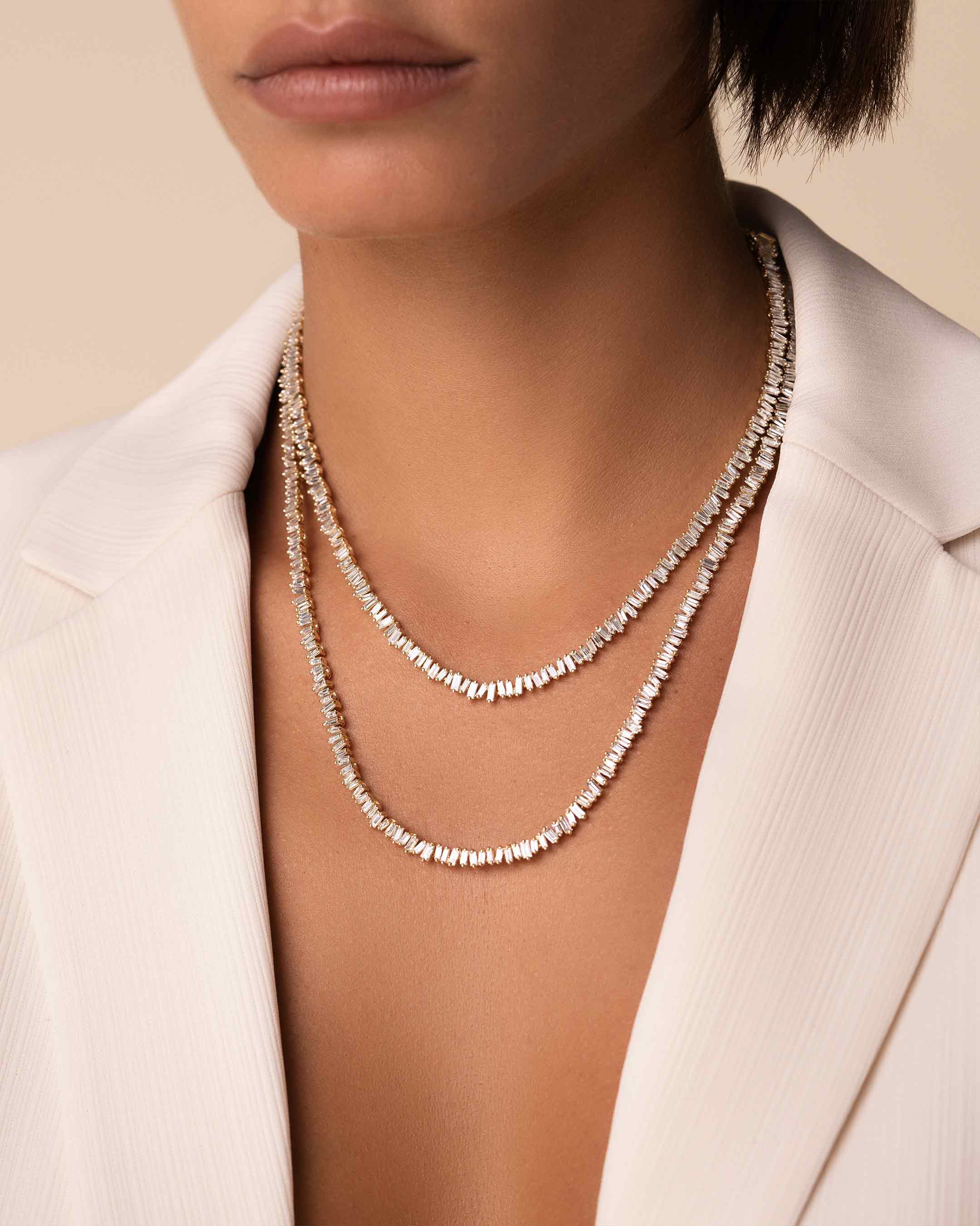 Suzanne Kalan Classic Diamond 36" Inch Tennis Necklace in 18k yellow gold