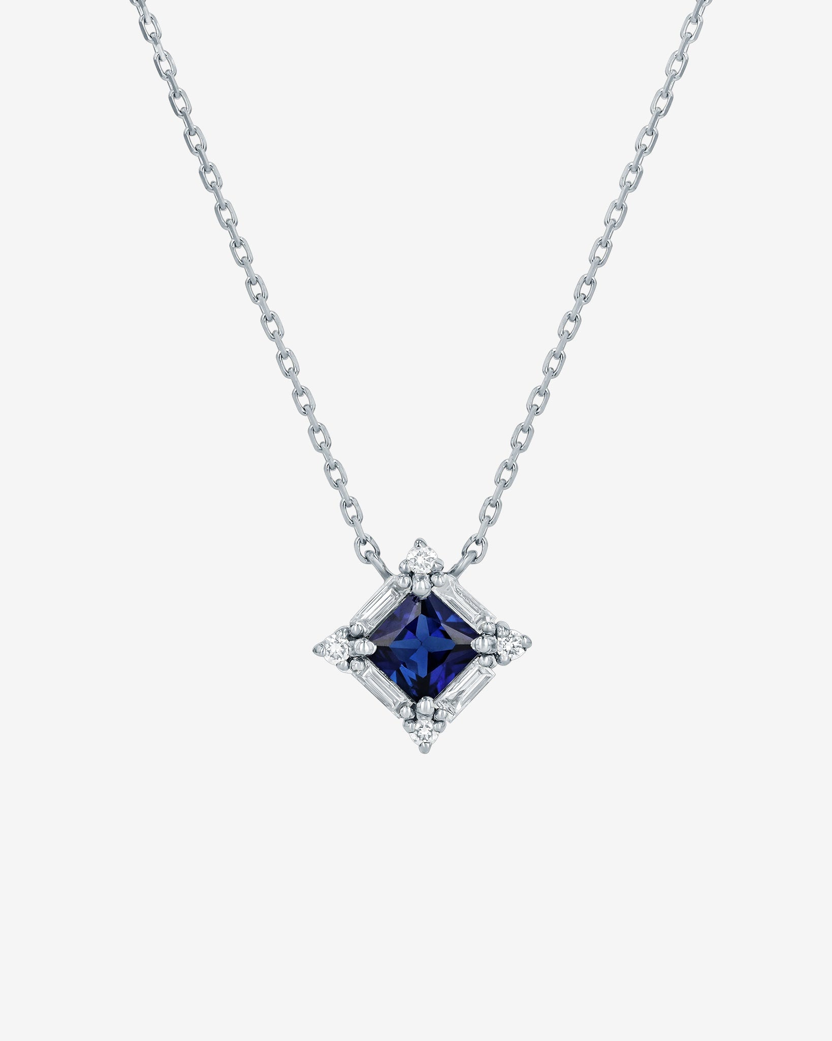 Suzanne Kalan Princess Midi Dark Blue Sapphire Pendant in 18k white gold