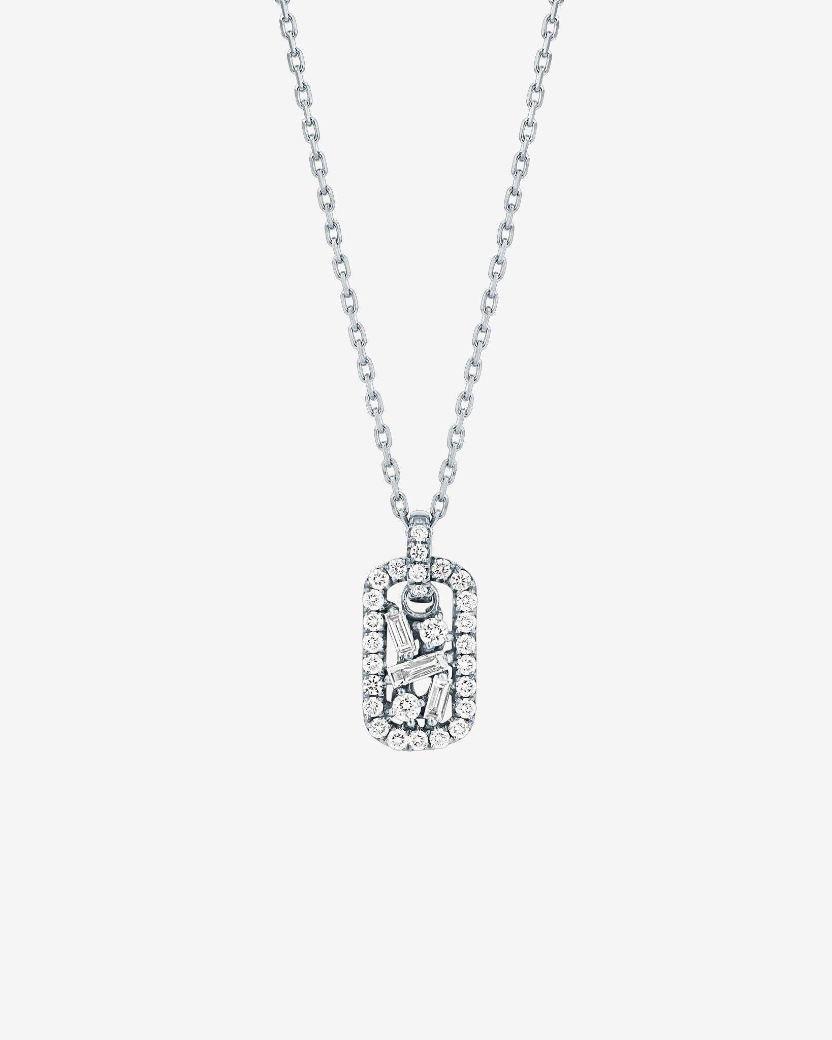 Suzanne Kalan Classic Diamond Mini Dog Tag Pendant in 18k white gold