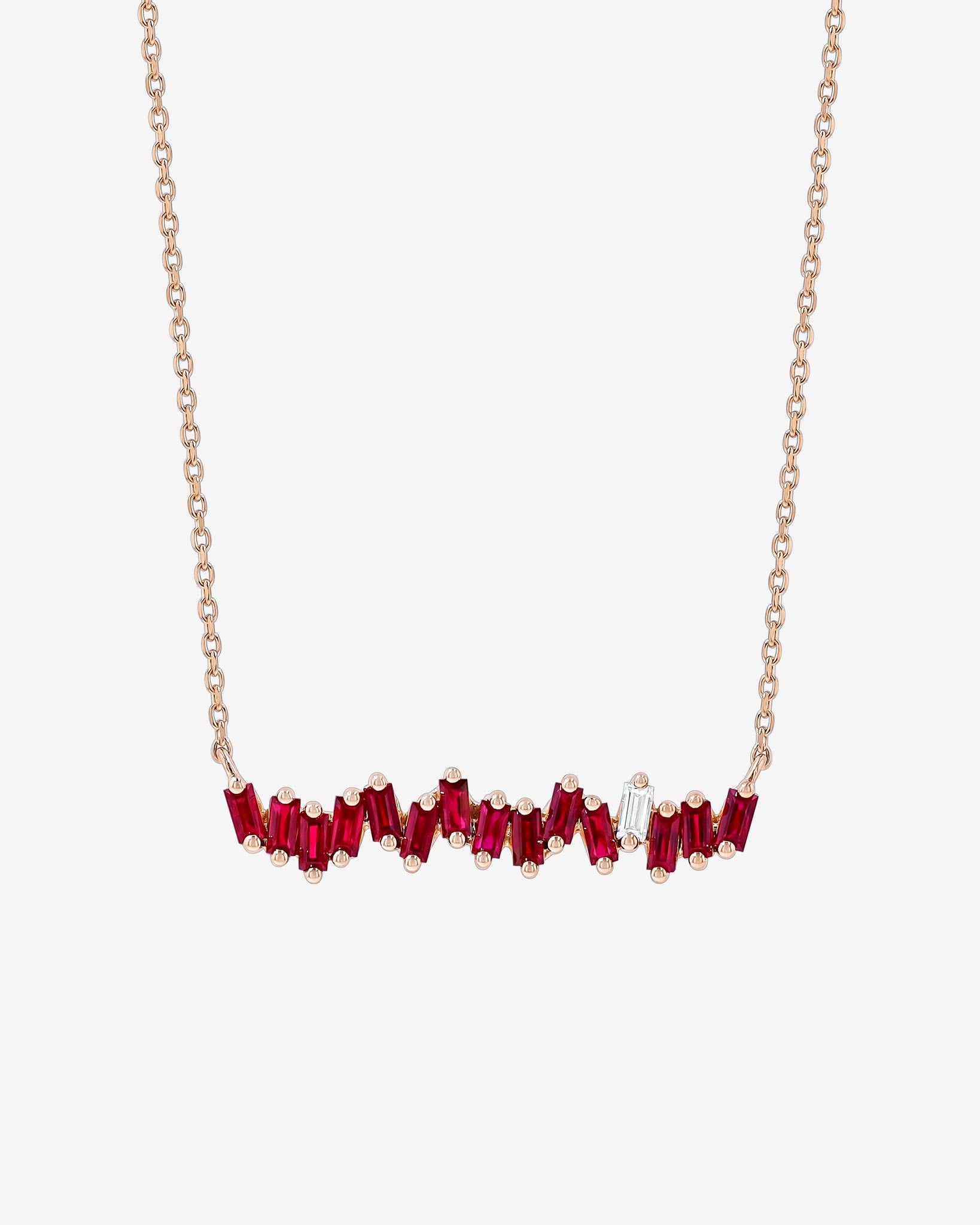Suzanne Kalan Bold Ruby Bar Pendant in 18k rose gold