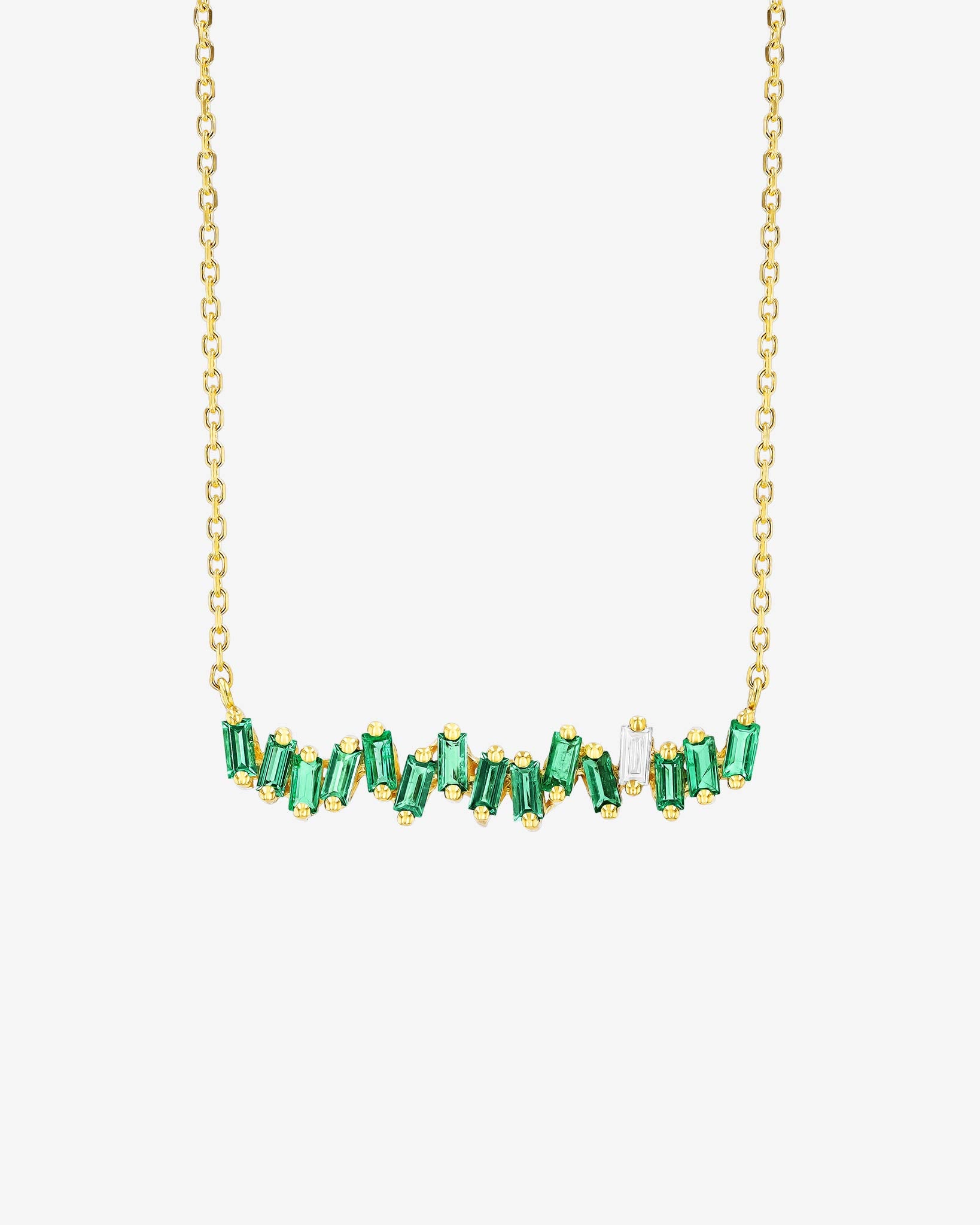 Suzanne Kalan Bold Emerald Bar Pendant in 18k yellow gold
