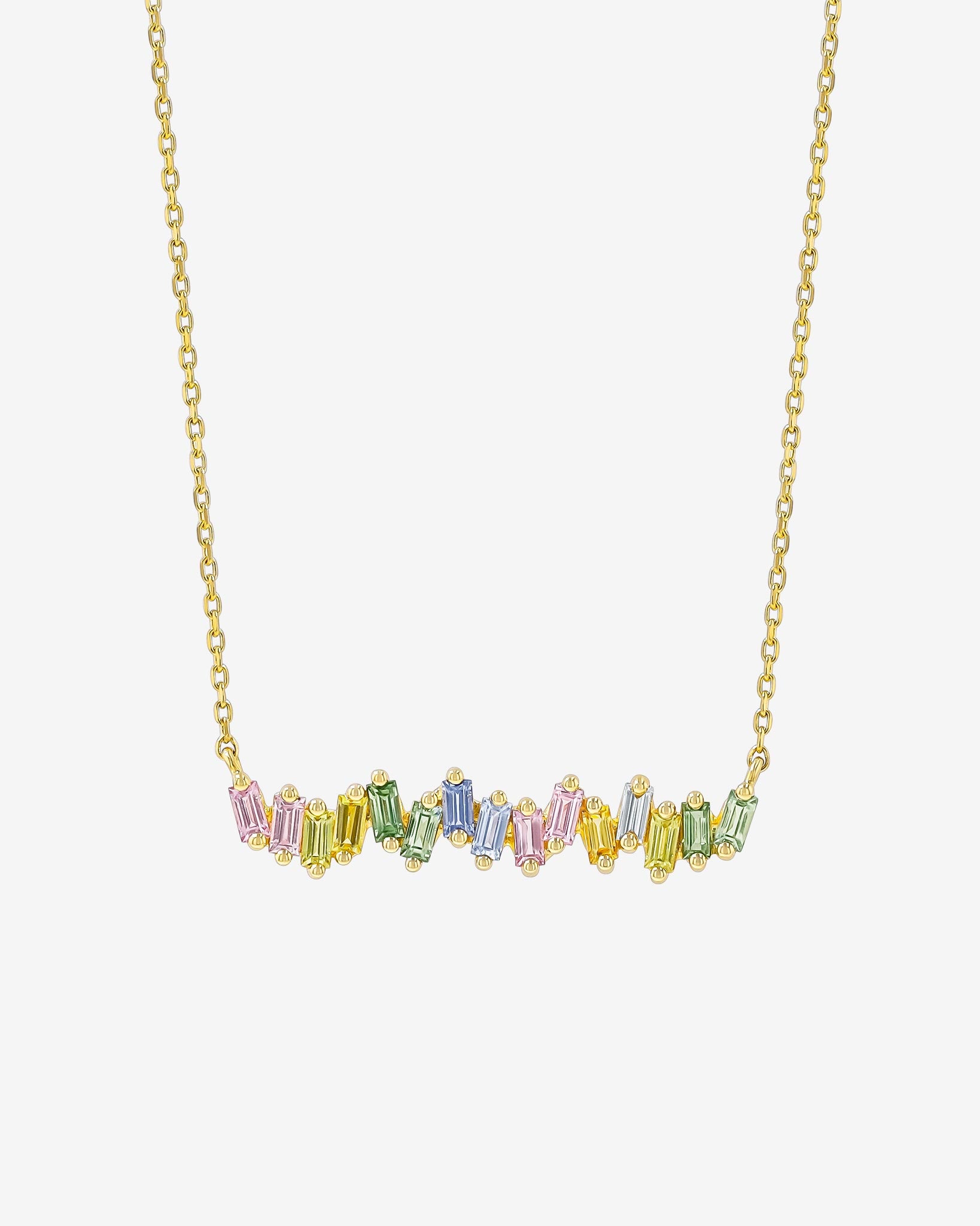Suzanne Kalan Bold Pastel Sapphire Bar Pendant in 18k yellow gold